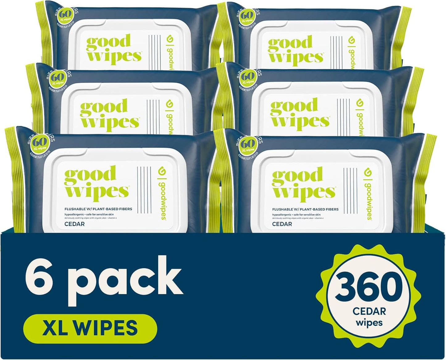 goodwipes Flushable Butt Wipes - Vitamin E & Aloe - Sewer & Septic Safe - Extra Large Adult Wet Wipes For Women & Men - Bathroom Essentials - Rosewater, 318 Count (6 Packs + 1 Travel)
