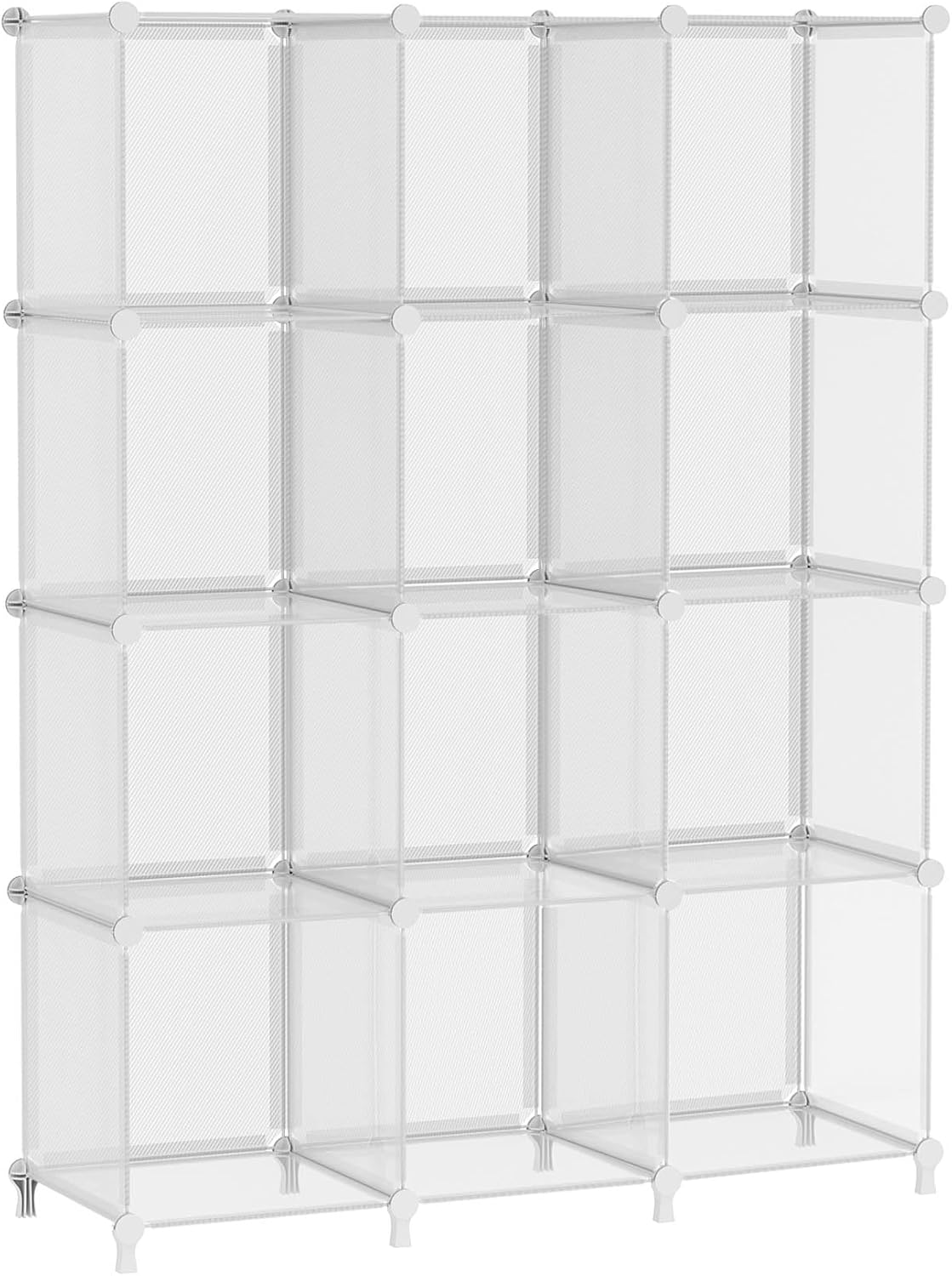 AWTATOS Cube Storage Organizer Storage 12 Cube Bookshelf DIY Plastic Closet Clothes Storage Shelves with Wooden Mallet, Stackable Storage Solution for Home, Bedroom, White