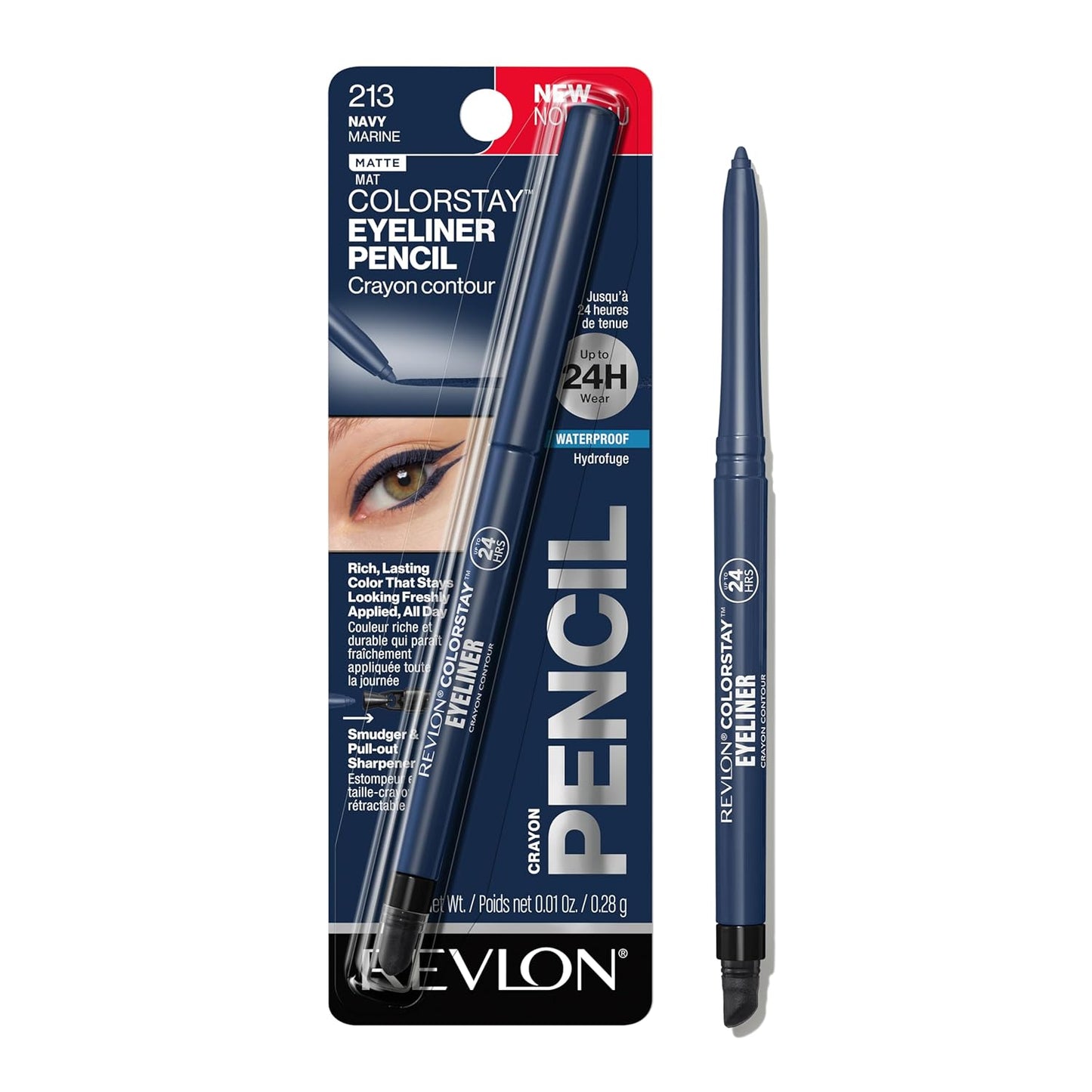 Revlon ColorStay Pencil Waterproof Eyeliner, Smudge-Proof, Eye Makeup with Built-In Sharpener, 201 Black, 2 pack
