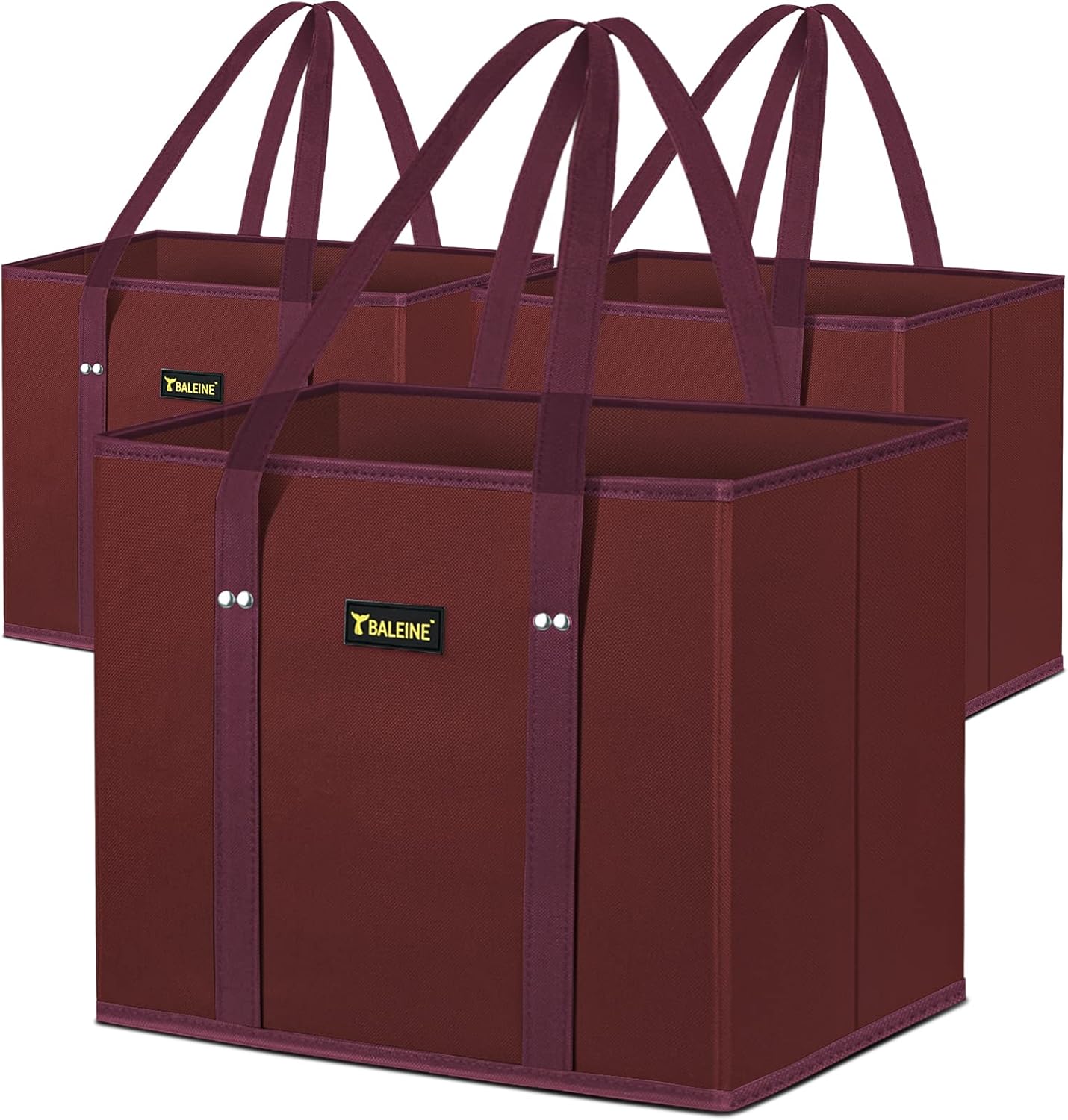 BALEINE 3Pk Reusable Grocery Bags, Foldable Shopping Bags for Groceries with Reinforced Bottom & Handles (Blossom Season)