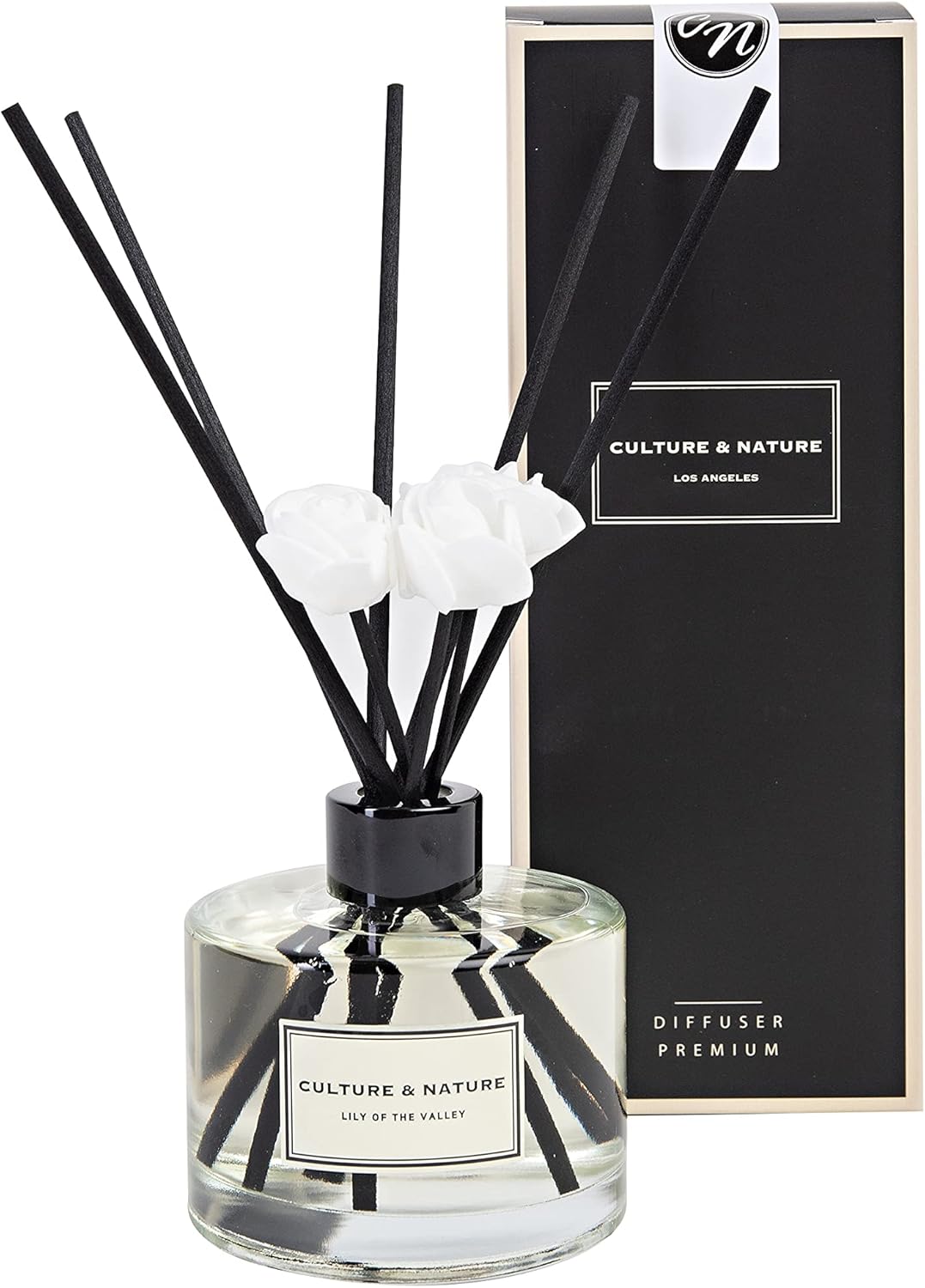 CULTURE & NATURE Reed Diffuser Set 6.7oz (200ml) Black Cherry Scented Diffuser with Sticks Home Fragrance Reed Diffuser for Bathroom Shelf Decor