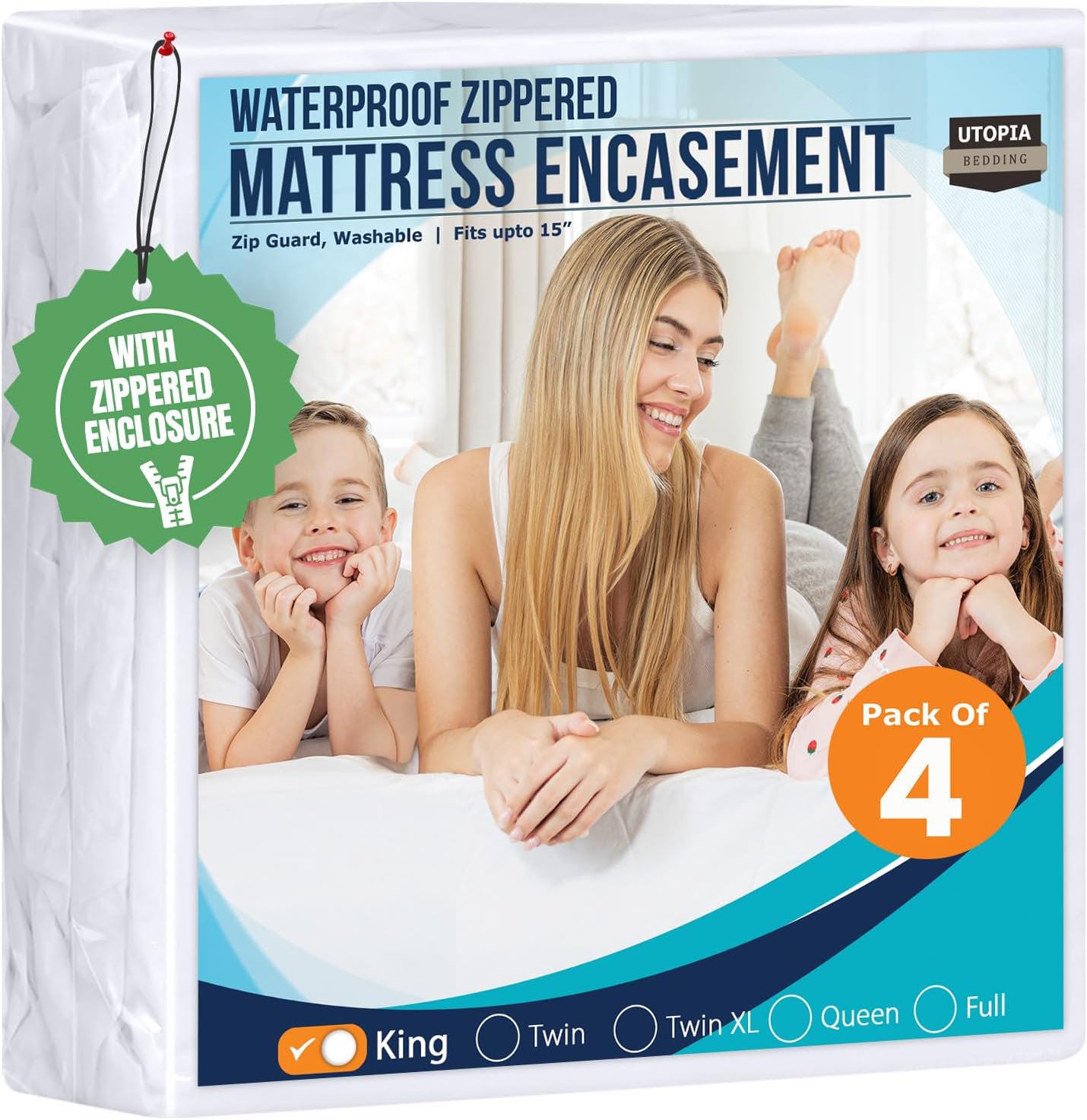 Utopia Bedding Mattress Protector Zippered Queen Size, 100% Waterproof Bed Bug and Dust Mite Proof Mattress Encasement, Absorbent 6 Sided Mattress Cover