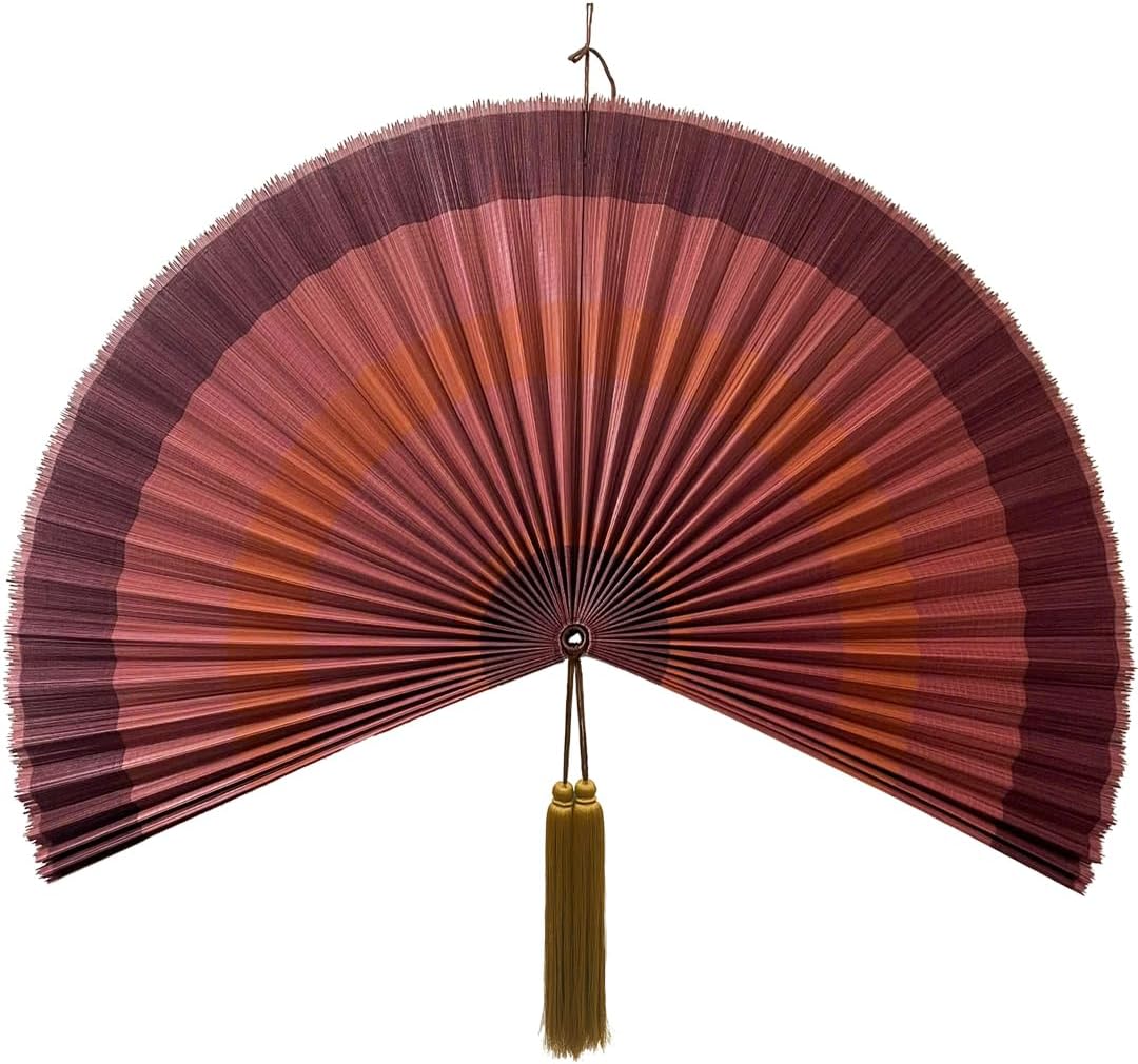 ChumDecor Fan Wall Decor,Large Bamboo Fan Wall Art For Boho Hanging Headboard,Decorative Folding Fan For Over Bed Decorations, (Pink, 40inch)