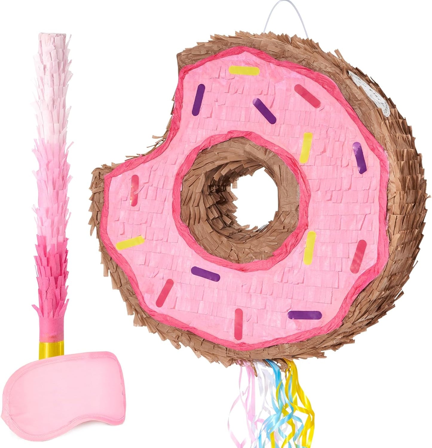 WERNNSAI Easter Bunny Piñata - Easter Rabbit Piñata Spring Pinata with Blindfold and Stick for Birthday Party Decoration Baby Shower School Activities Game Spring Party Game