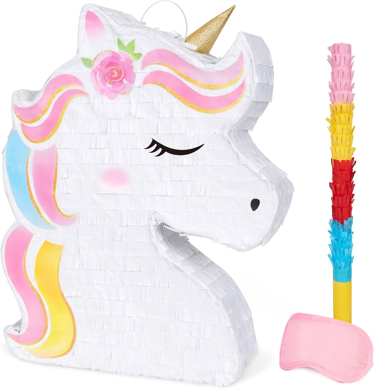 WERNNSAI Easter Bunny Piñata - Easter Rabbit Piñata Spring Pinata with Blindfold and Stick for Birthday Party Decoration Baby Shower School Activities Game Spring Party Game