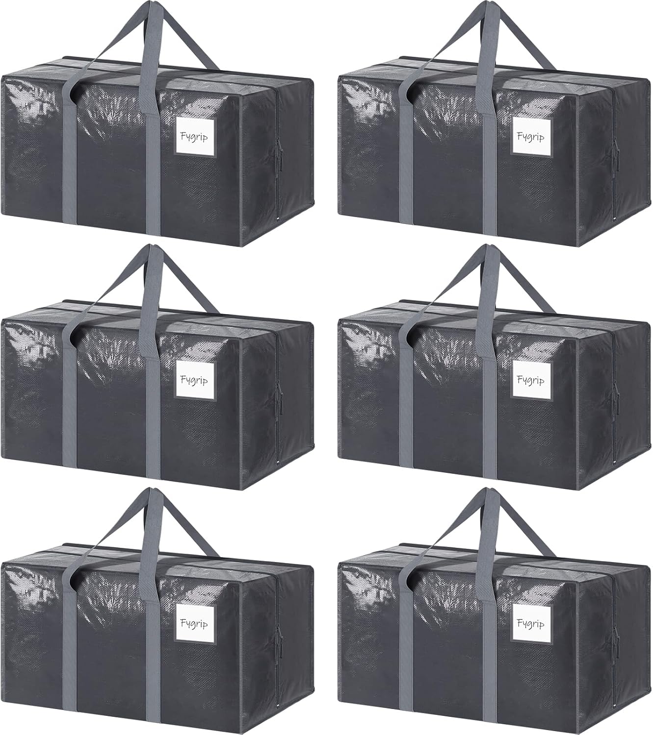 6 Pack Extra Heavy Duty Large Moving Bags with Strong Zipper & Comfortable Handles, Sturdy & Durable Clothes Storage Bags Totes Bins, Blue Packing Moving Boxes for College Supplies, Dark Blue