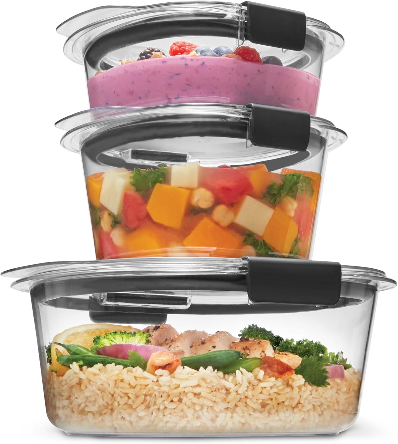Rubbermaid Brilliance Tritan Plastic Food Storage Containers BPA Free Airtight Lids Ideal for Lunch Meal Prep & Leftovers Set of 5 (3.2 Cup)
