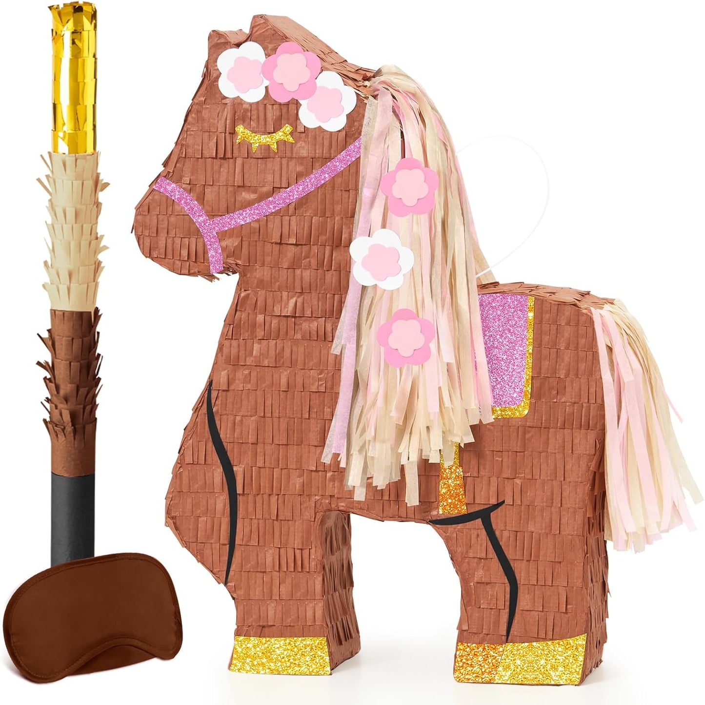 WERNNSAI Easter Bunny Piñata - Easter Rabbit Piñata Spring Pinata with Blindfold and Stick for Birthday Party Decoration Baby Shower School Activities Game Spring Party Game