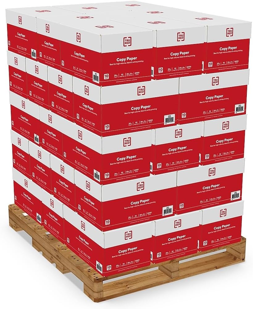 TRU RED 8.5x11 Copy Paper 20 lb. 92-Bright 5000 Sheets/Carton, For Office, School & Home