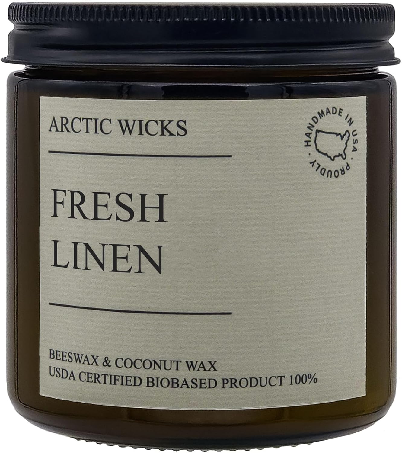 Peppermint & Eucalyptus Candle | Arctic Wicks Non Toxic Coconut Beeswax Candles | Natural Coconut Beeswax 16oz Amber Jar | Spa Wellness Candles Wax Non-Toxic Clean Burn 100% USDA Certified Biobased