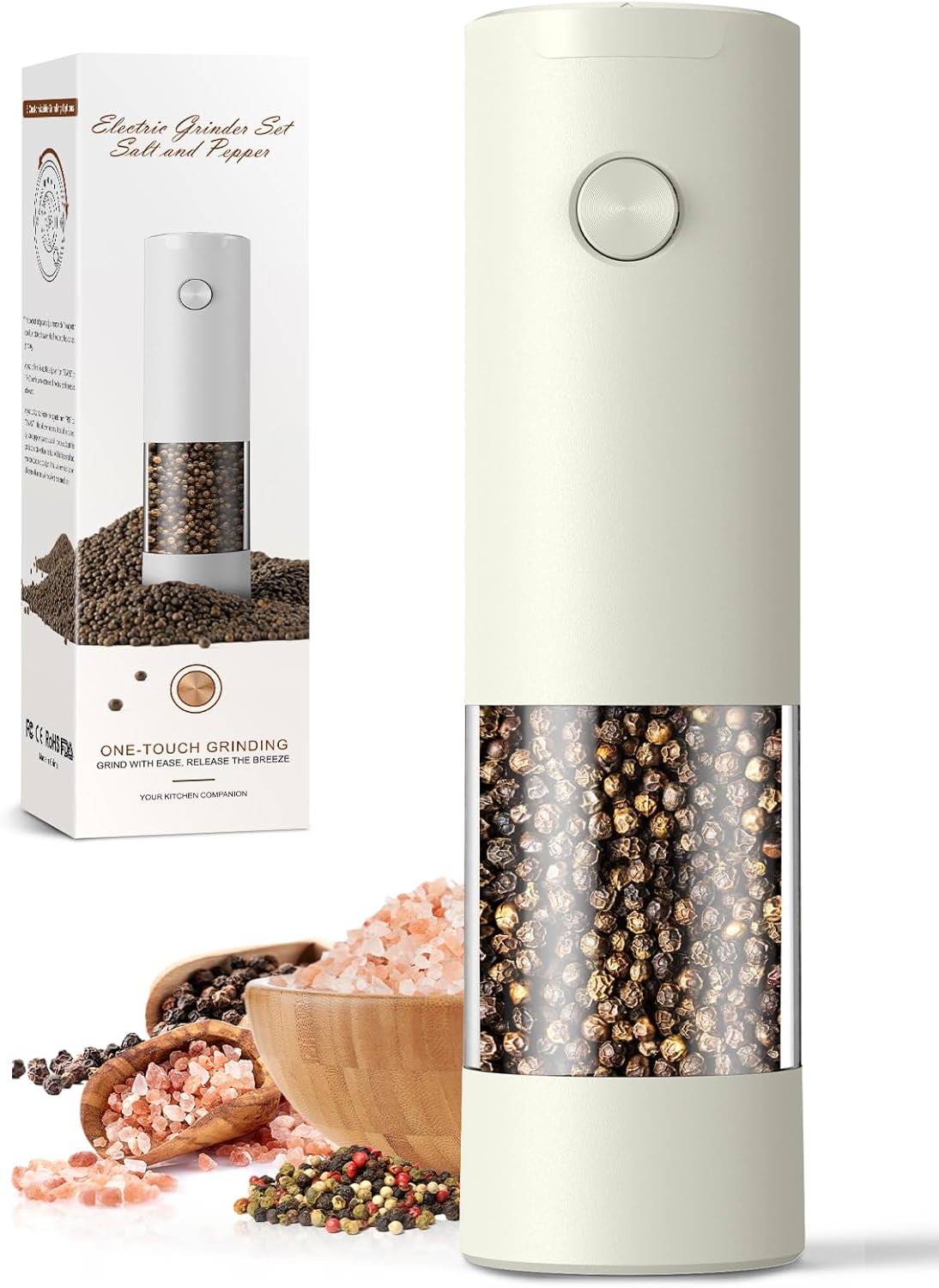 Electric Salt and Pepper Grinder Set Automatic Battery Pepper Mill Shakers Adjustable Coarseness Upgraded Larger Capacity with Led Home and Kitchen Appliances Birthday Gifts for Women Mom
