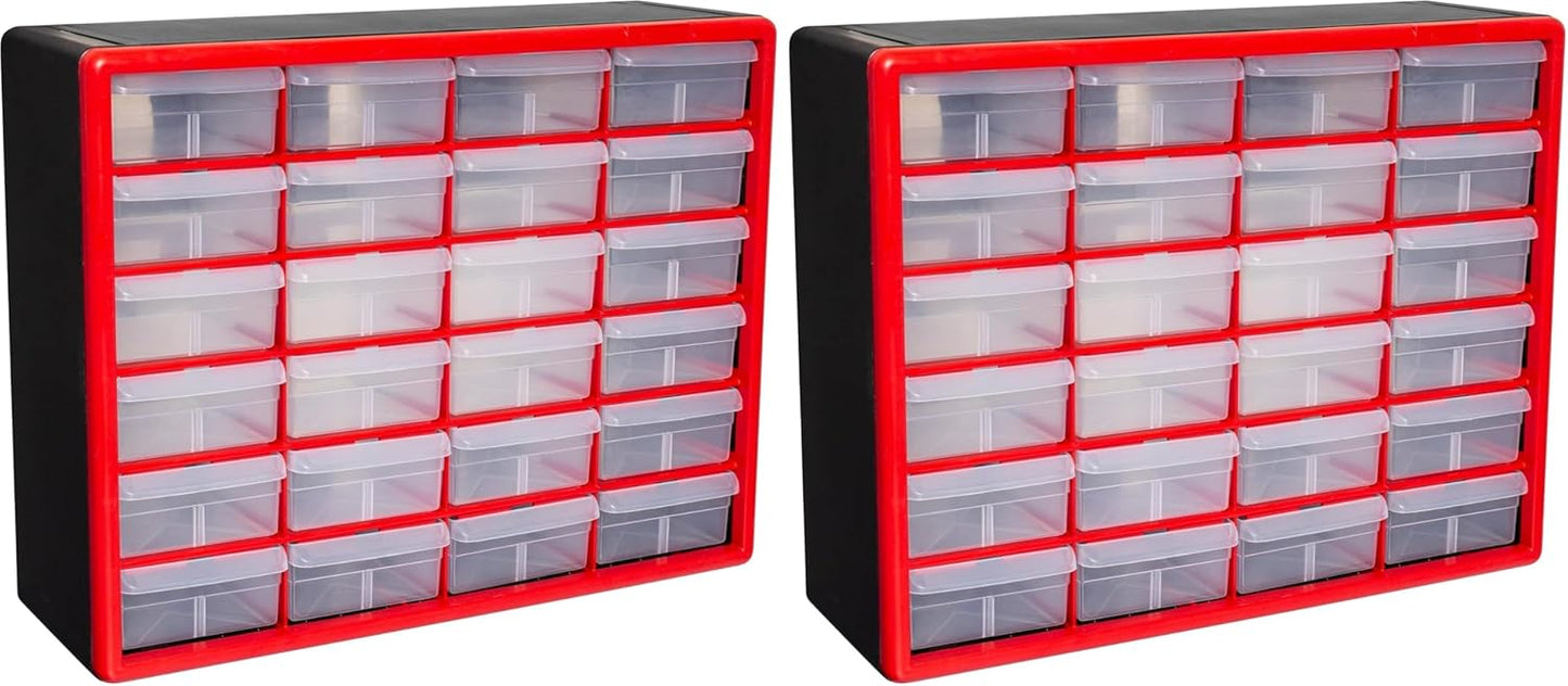 Akro-Mils 44-Drawer Plastic Drawer Storage Cabinet for Garage Organization, Bead Organizer, Building Bricks Storage, Teacher Toolbox, Makeup Organizer, 20" W x 6" D x 16" H, 10144 Black