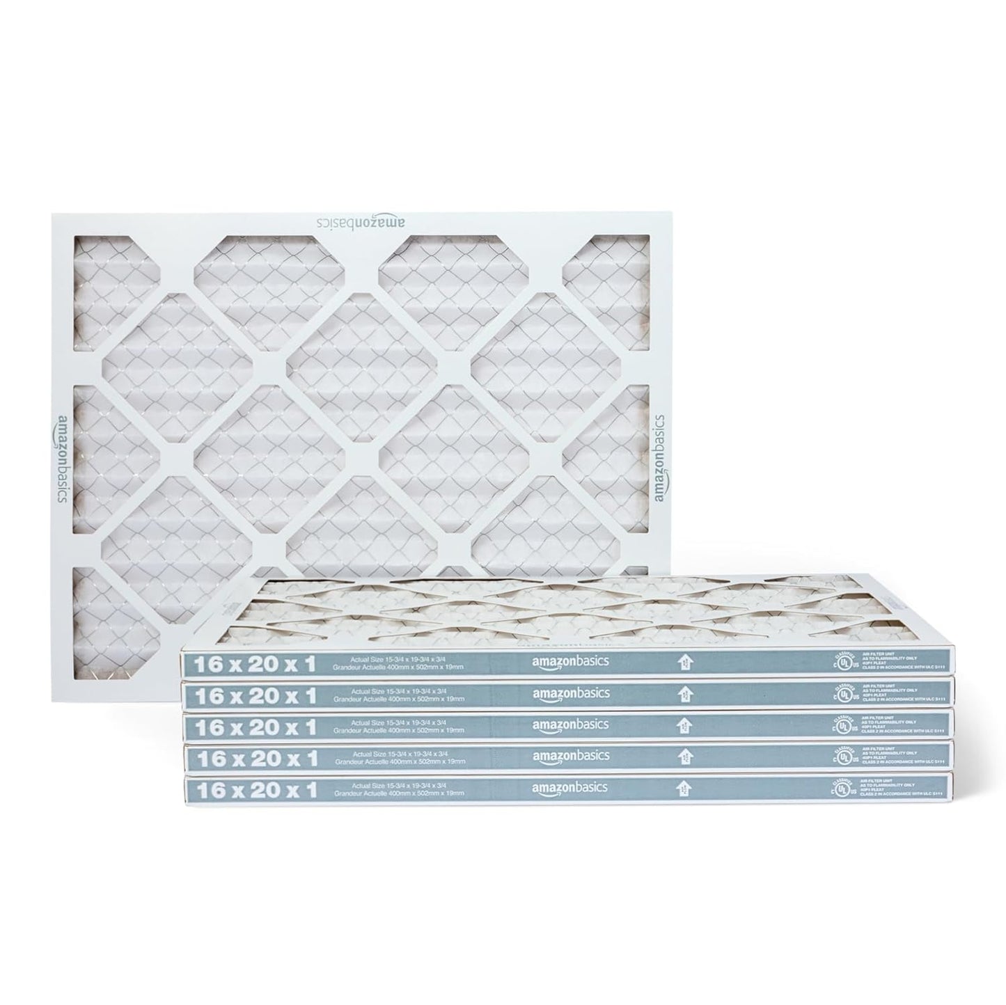 Amazon Basics 20x20x1 Air Filter 6-Pack, MERV 11 AC Furnace Filters, Dust, Pet, Allergy Control, Electrostatic (Actual Size: 19.75 x 19.75 x .75)