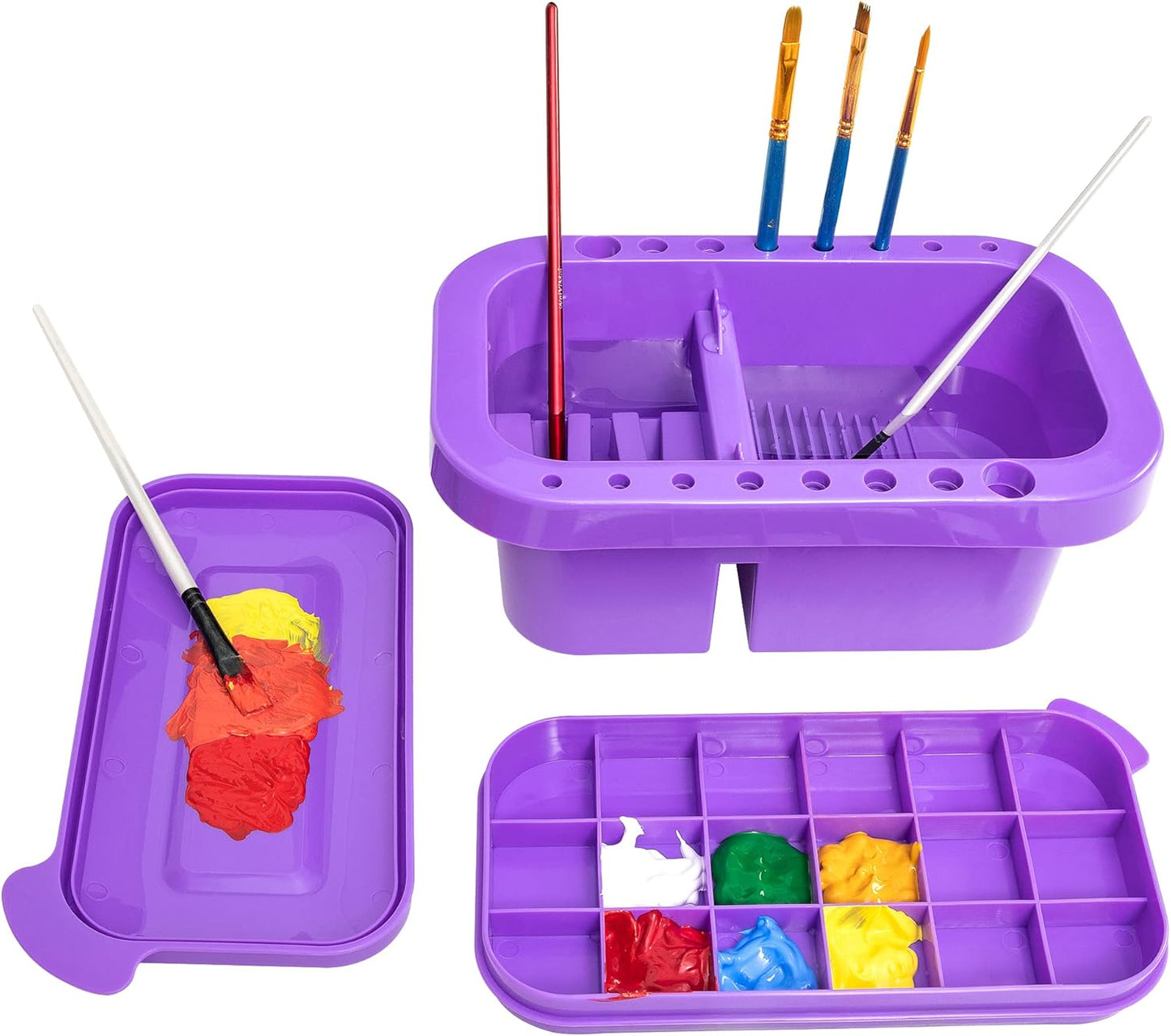 MyLifeUNIT Paint Brush Cleaner, Paint Brush Holder and Organizers with Palette for Acrylic, Watercolor, and Water-Based Paints (Grey)