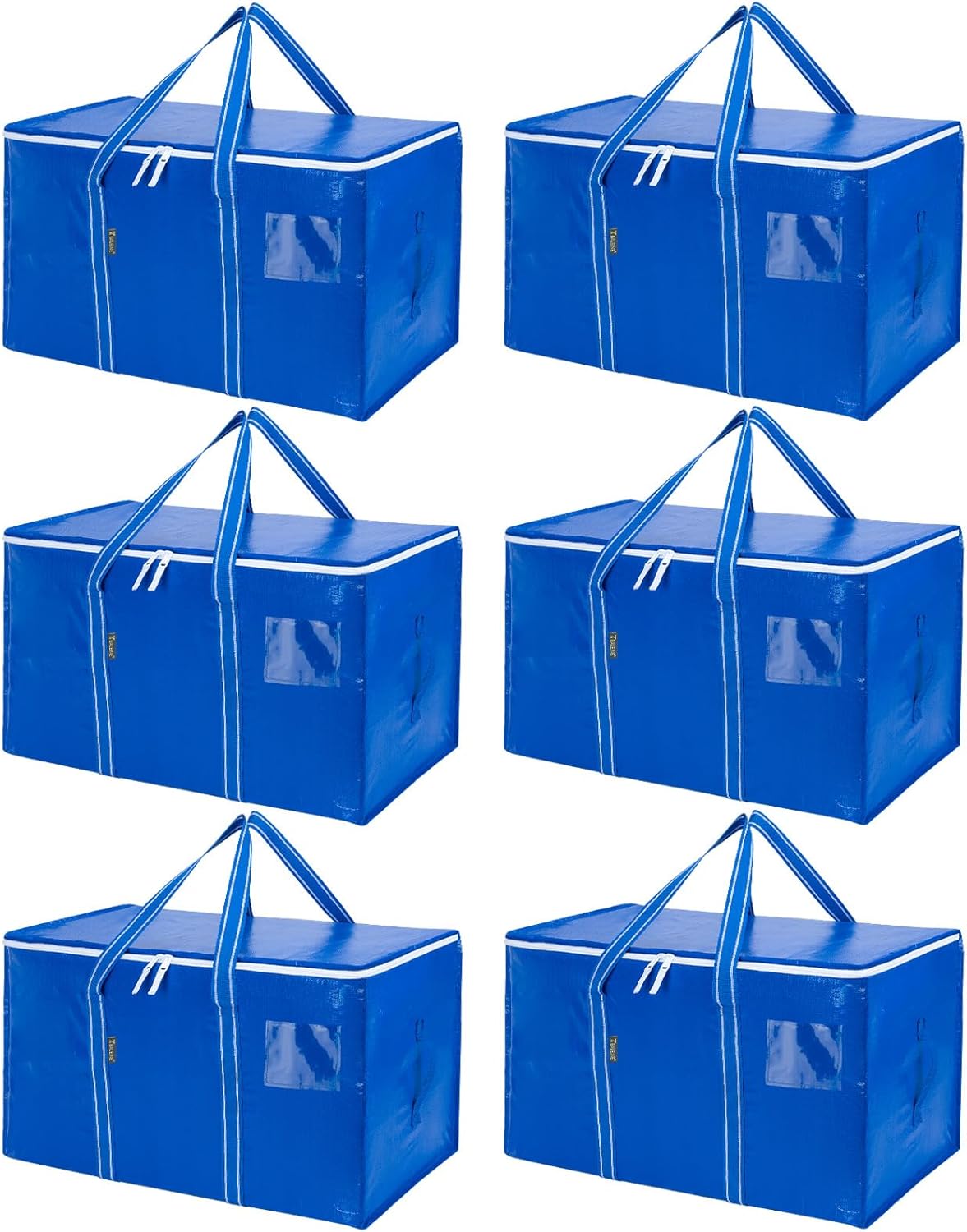 BALEINE 6-Pack Oversized Moving Bags with Reinforced Handles, Heavy-Duty Storage Tote for Clothes, Moving Supplies (Clear, 6-Pack)