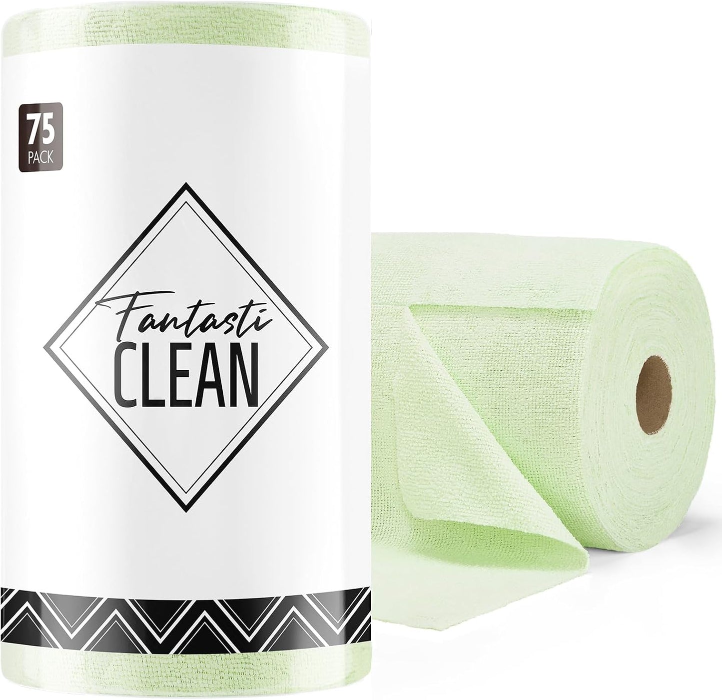 Fantasticlean Microfiber Cleaning Cloth Roll -75 Pack, Tear Away Microfiber Towels, 12" x 12", Reusable, Washable, Scratch Free, Ultra Absorbent Dishcloth for All-Around Cleaning Supplies (Pink)