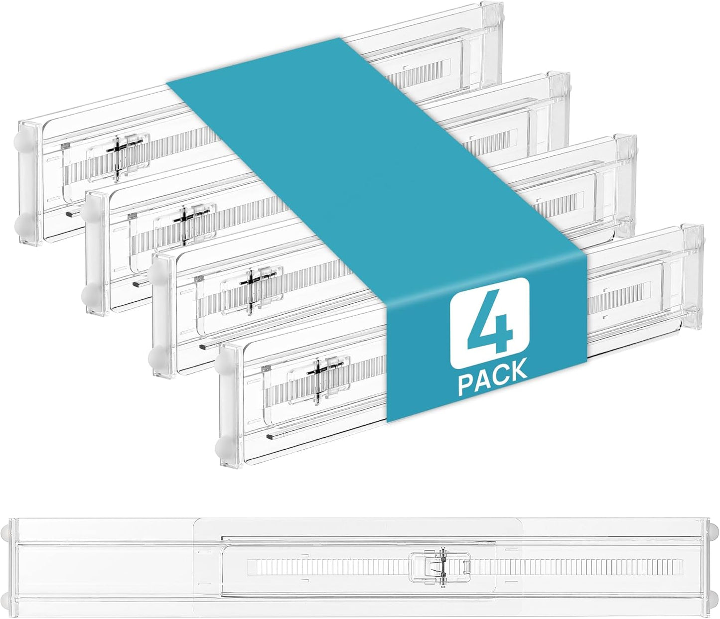 Vtopmart 12 Pack Drawer Dividers for Clothes, 4" High 10.2"-16.5" Adjustable Expandable Dresser Drawer Organizer, Clear Plastic Separators for Dresser, Baby Clothing, Underwear, Cosmetic, Toiletries