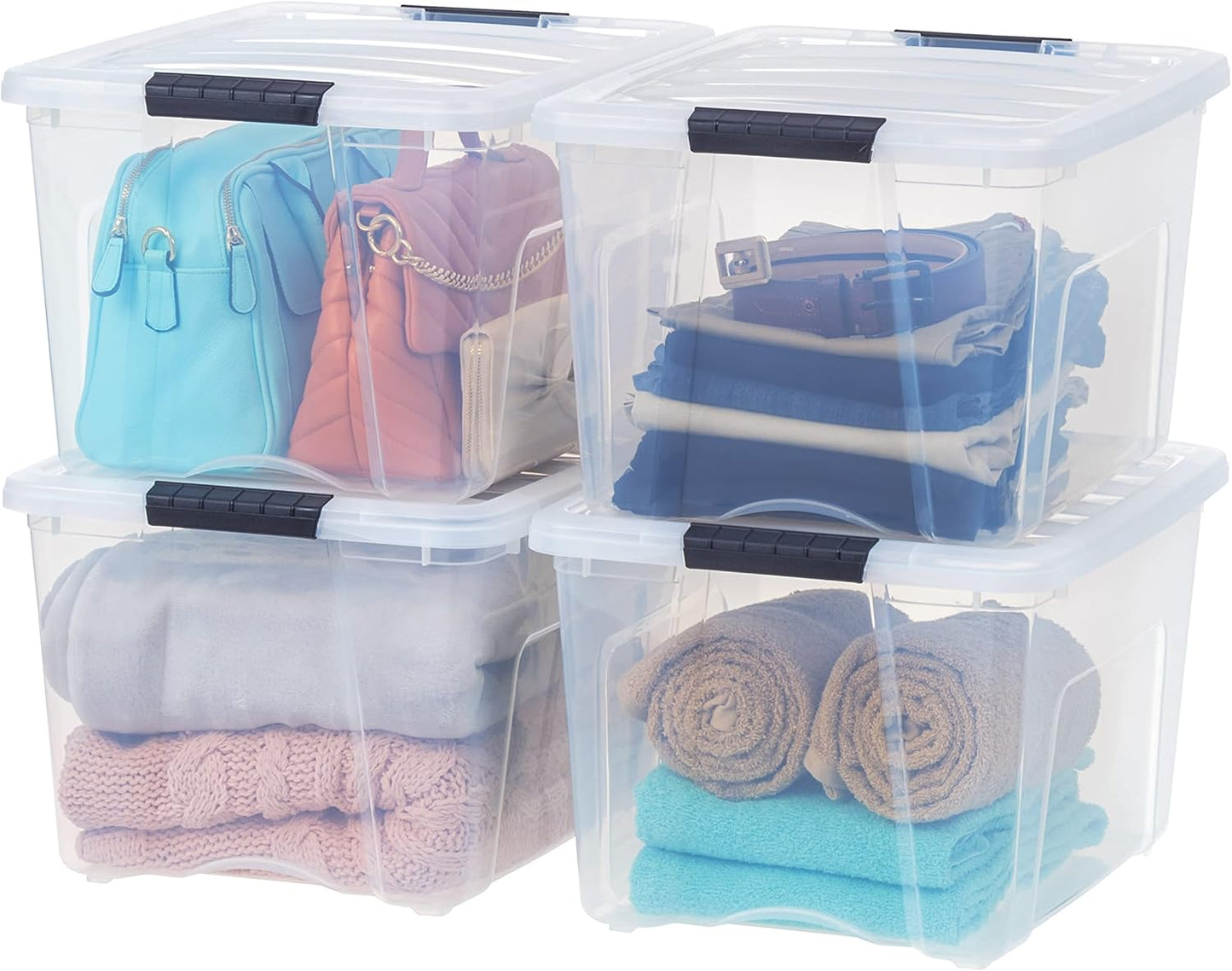 IRIS USA 13 QT Plastic Storage Box with Lid and Latches - 6 Pack - BPA-Free, See-Through Organizing Solution, Durable Nestable Stackable Containers, Secure Pull Handle - Clear