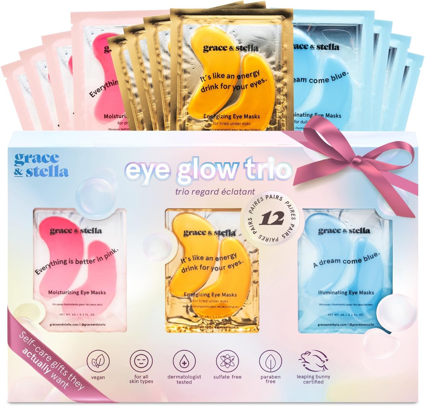 grace & stella Award Winning Under Eye Mask - Birthday Gifts for Women - Gel Eye Patches for Dark Circles, Puffy Eyes, Undereye Bags - Gifts for Mom - Travel Essentials - Vegan (24 Pairs, Gold)