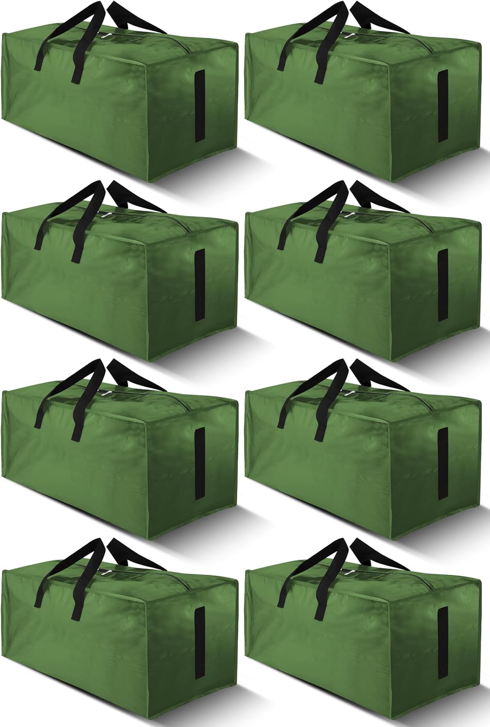 8 Pack Large Strong Moving Bags with Zippers & Carrying Handles - Water-Resistant - Heavy Duty Storage Tote for Space Saving, Fold Flat, Alternative to Moving Box (Semi-Transparent)