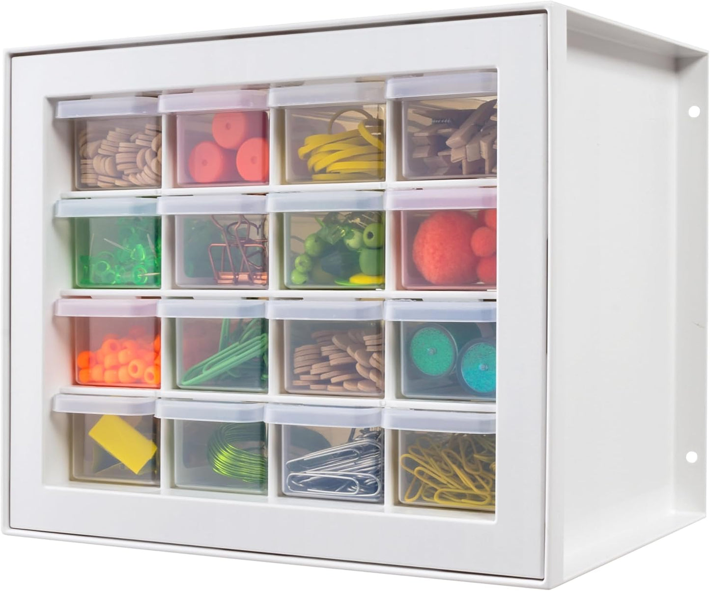 IRIS USA Small Parts Storage Cabinet, Made in USA, 44-Drawer Organizer for Screws, Nuts, Bolts, Electronics, Hardware, Beads, Crafts, Stackable Garage Storage, Teacher Toolbox, Scrapbook Art – White