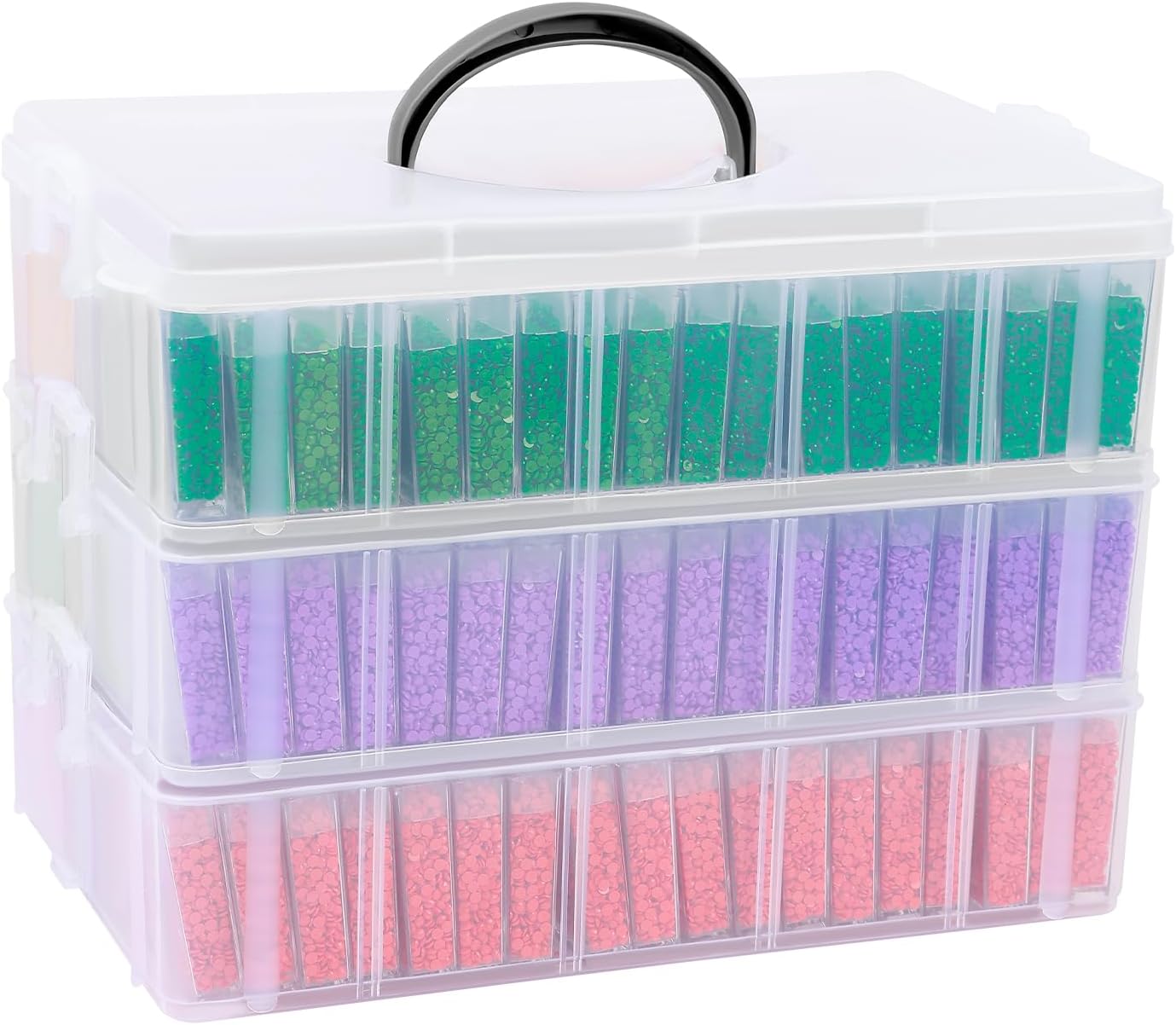 VTG Bead Organizer Box, 84 Pcs Small Plastic Containers with Lids, 4-Tier Stackable Storage Box, Clear Organizers for Jewelry Toys Craft Storage