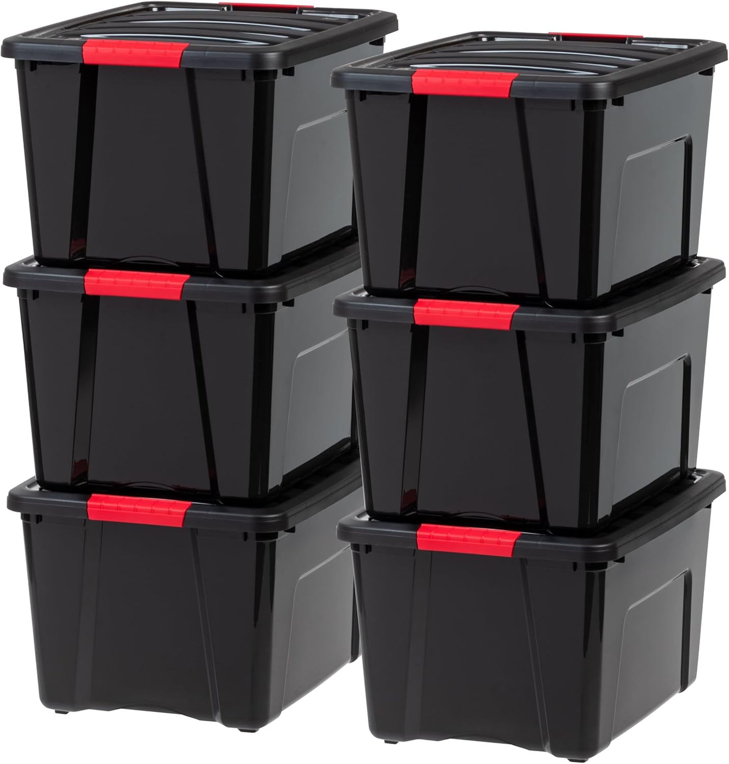 IRIS USA 13 QT Plastic Storage Box with Lid and Latches - 6 Pack - BPA-Free, See-Through Organizing Solution, Durable Nestable Stackable Containers, Secure Pull Handle - Clear