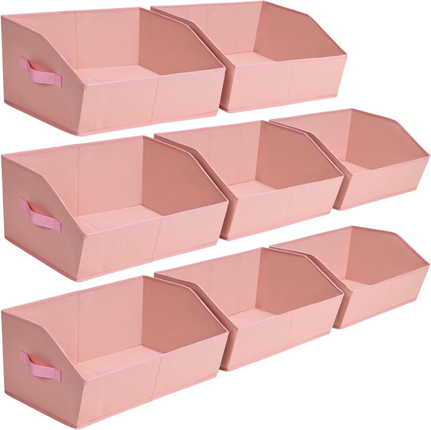 Closet Organizers Bins 6 Packs - Large Closet Shelf Organizer with Handles, Fabric Trapezoid Storage Bins, Collapsible Storage Cubes for Clothes, Towels, Light Gray