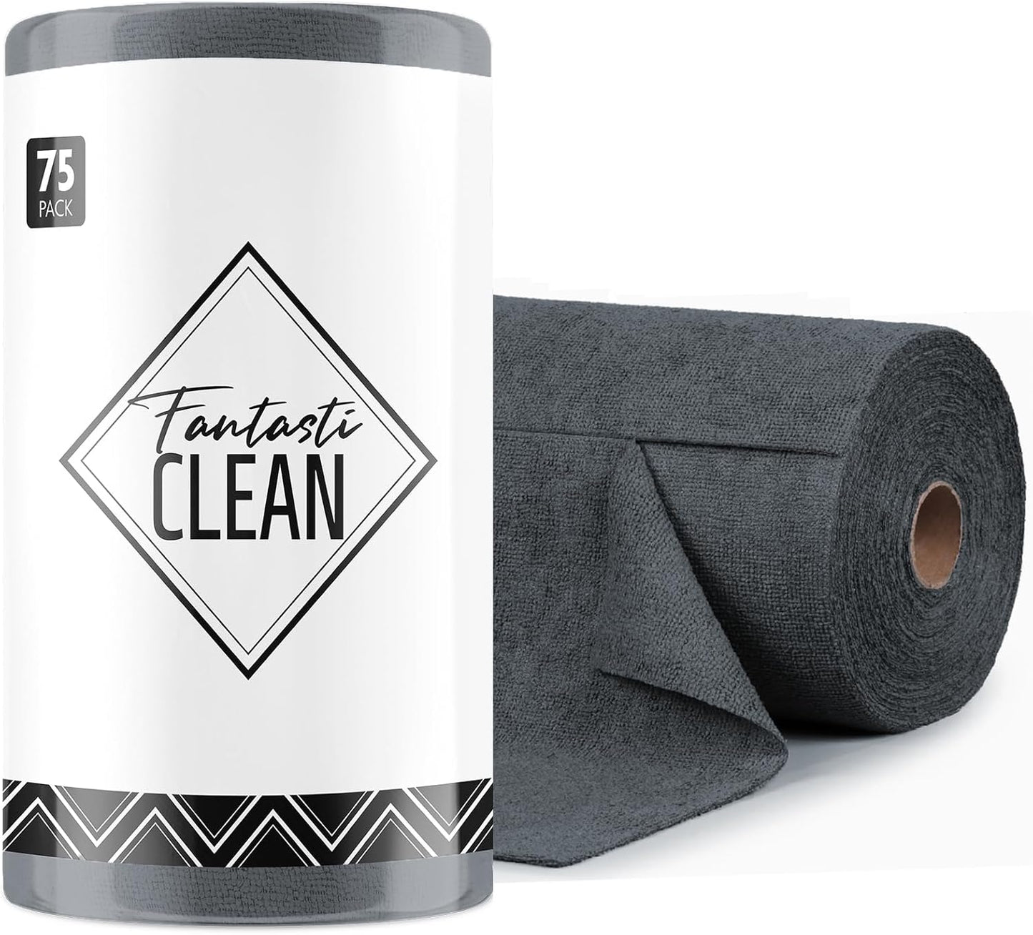 Fantasticlean Microfiber Cleaning Cloth Roll -75 Pack, Tear Away Microfiber Towels, 12" x 12", Reusable, Washable, Scratch Free, Ultra Absorbent Dishcloth for All-Around Cleaning Supplies (Pink)