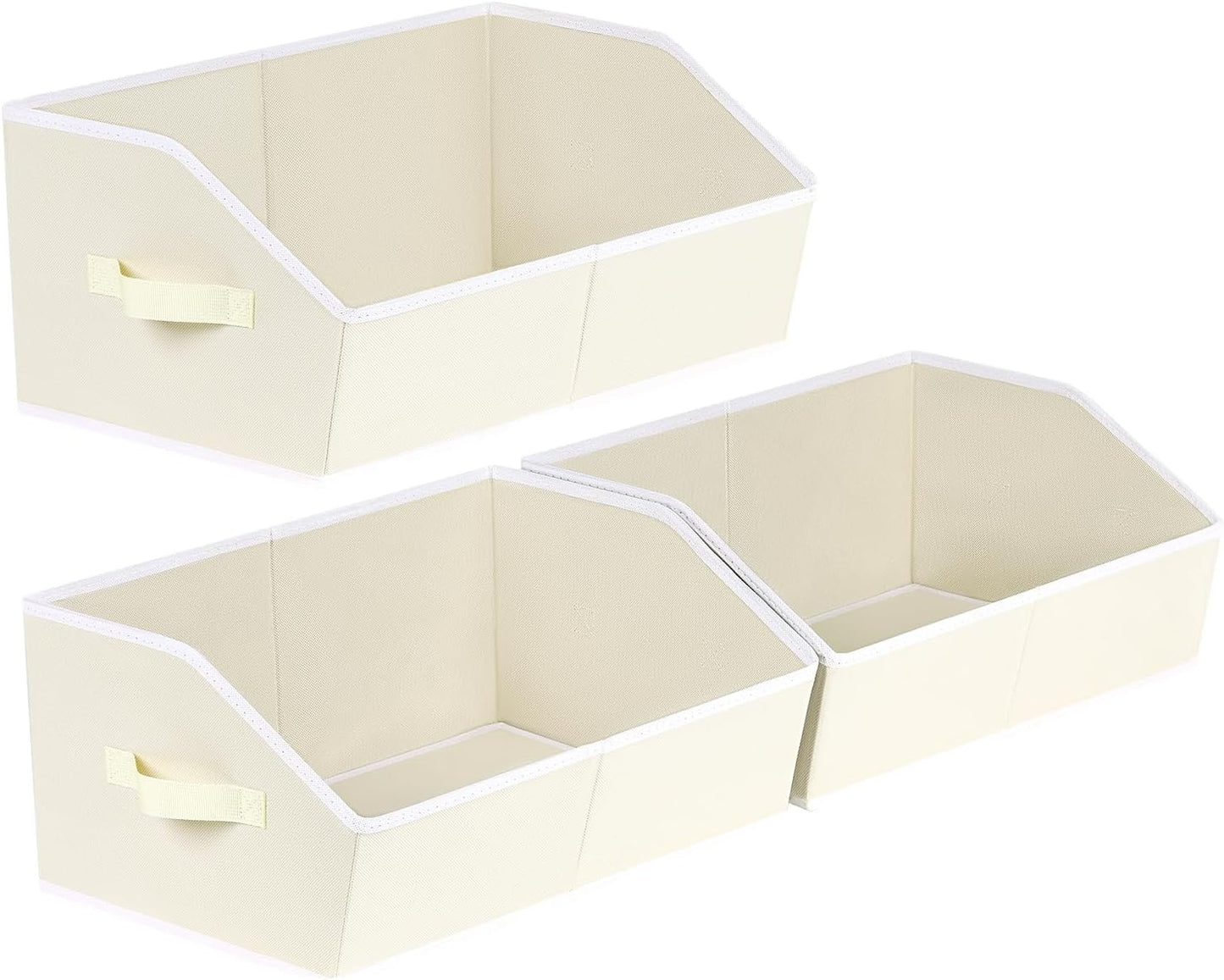 Closet Organizers Bins 6 Packs - Large Closet Shelf Organizer with Handles, Fabric Trapezoid Storage Bins, Collapsible Storage Cubes for Clothes, Towels, Light Gray