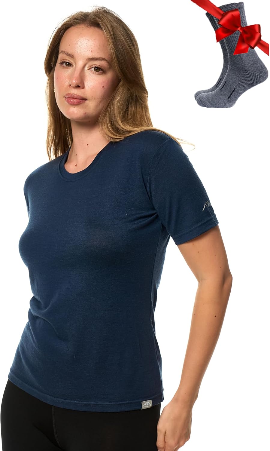 Merino.tech Merino Wool T Shirt Women - 100% Merino Wool Base Layer Women Short Sleeve Moisture-Wicking Tee and Hiking Socks