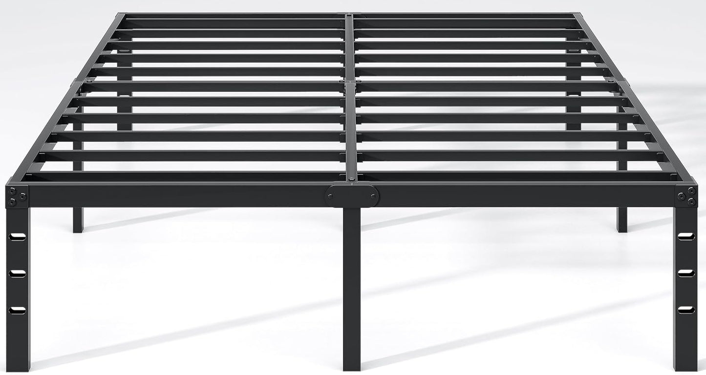 Metal Bed Frame,Queen Size Bed Frame with Storage Space,Heavy Duty Sturdy Mattress Foundation,Easy Assembly,No Box Spring Needed, Black,14 Inch,Queen