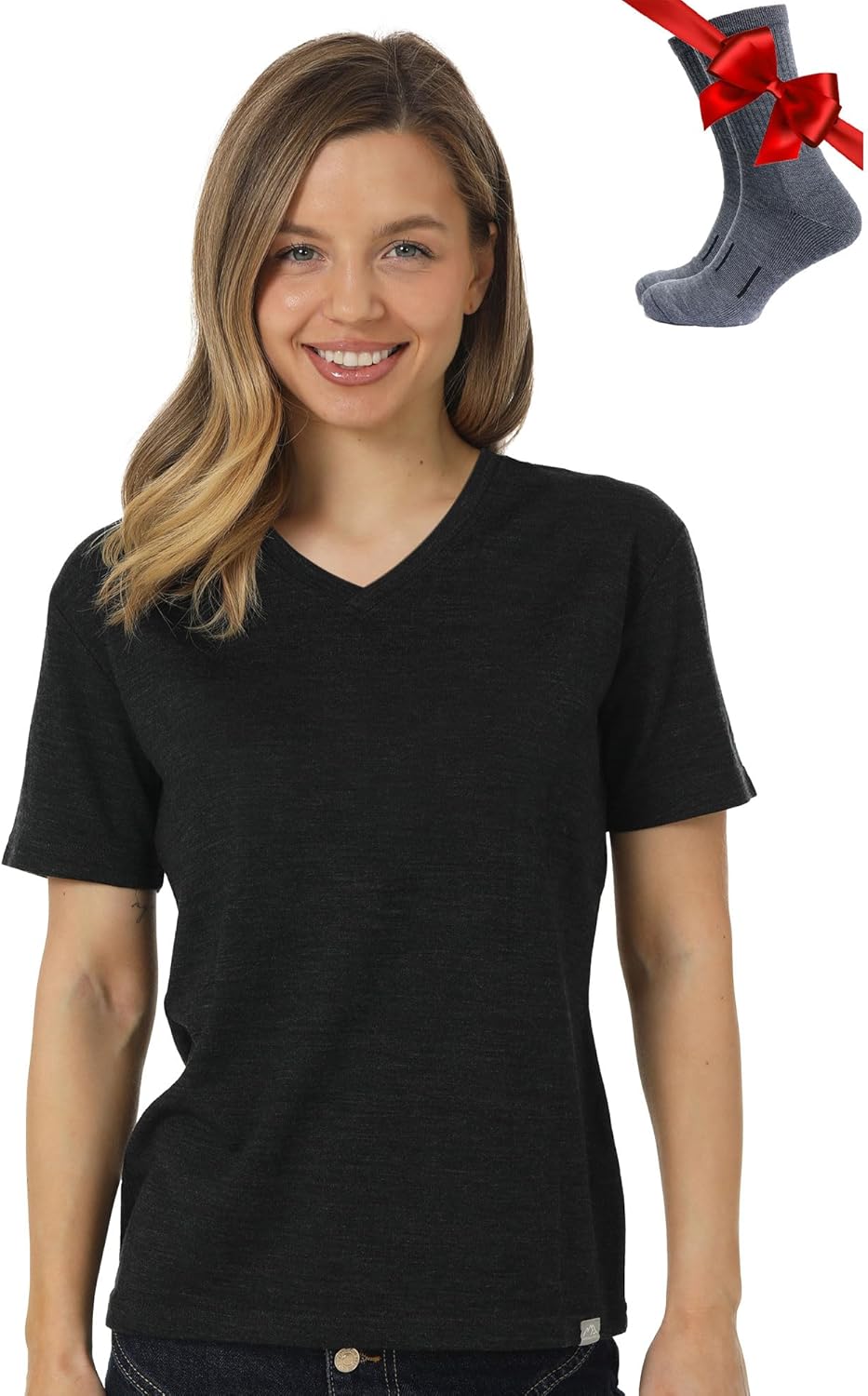 Merino.tech Merino Wool T Shirt Women - 100% Merino Wool Base Layer Women Short Sleeve Moisture-Wicking Tee and Hiking Socks