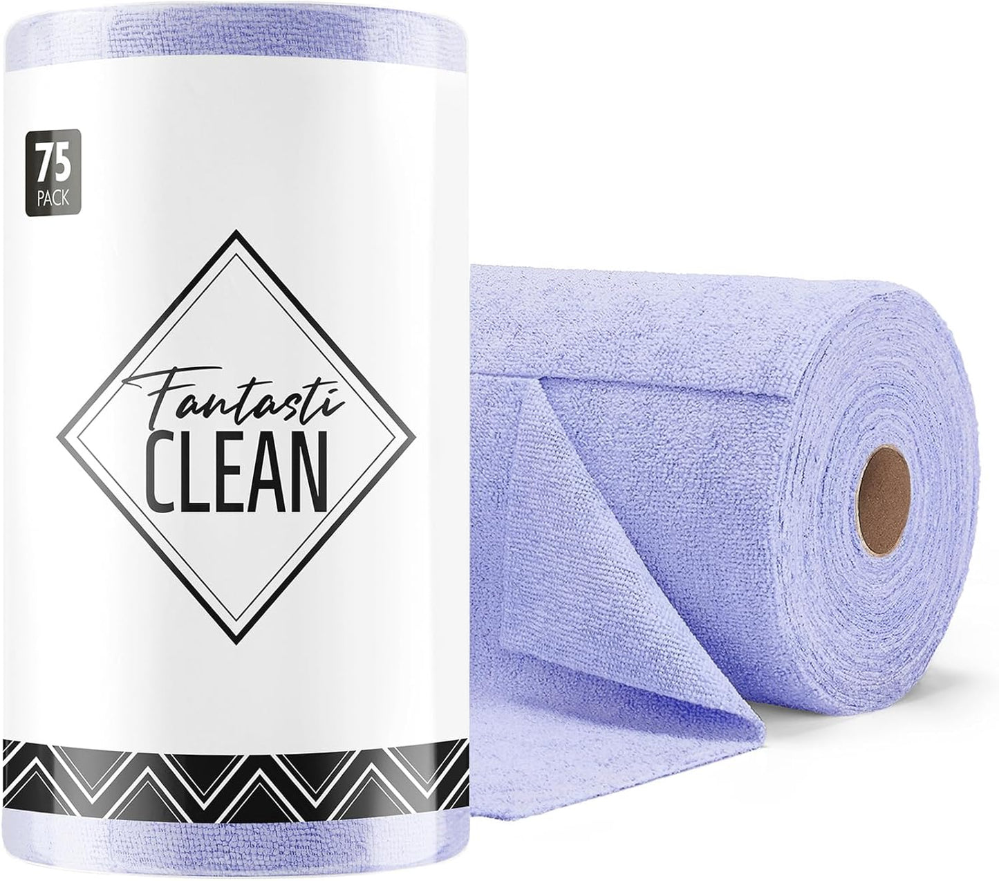 Fantasticlean Microfiber Cleaning Cloth Roll -75 Pack, Tear Away Microfiber Towels, 12" x 12", Reusable, Washable, Scratch Free, Ultra Absorbent Dishcloth for All-Around Cleaning Supplies (Pink)