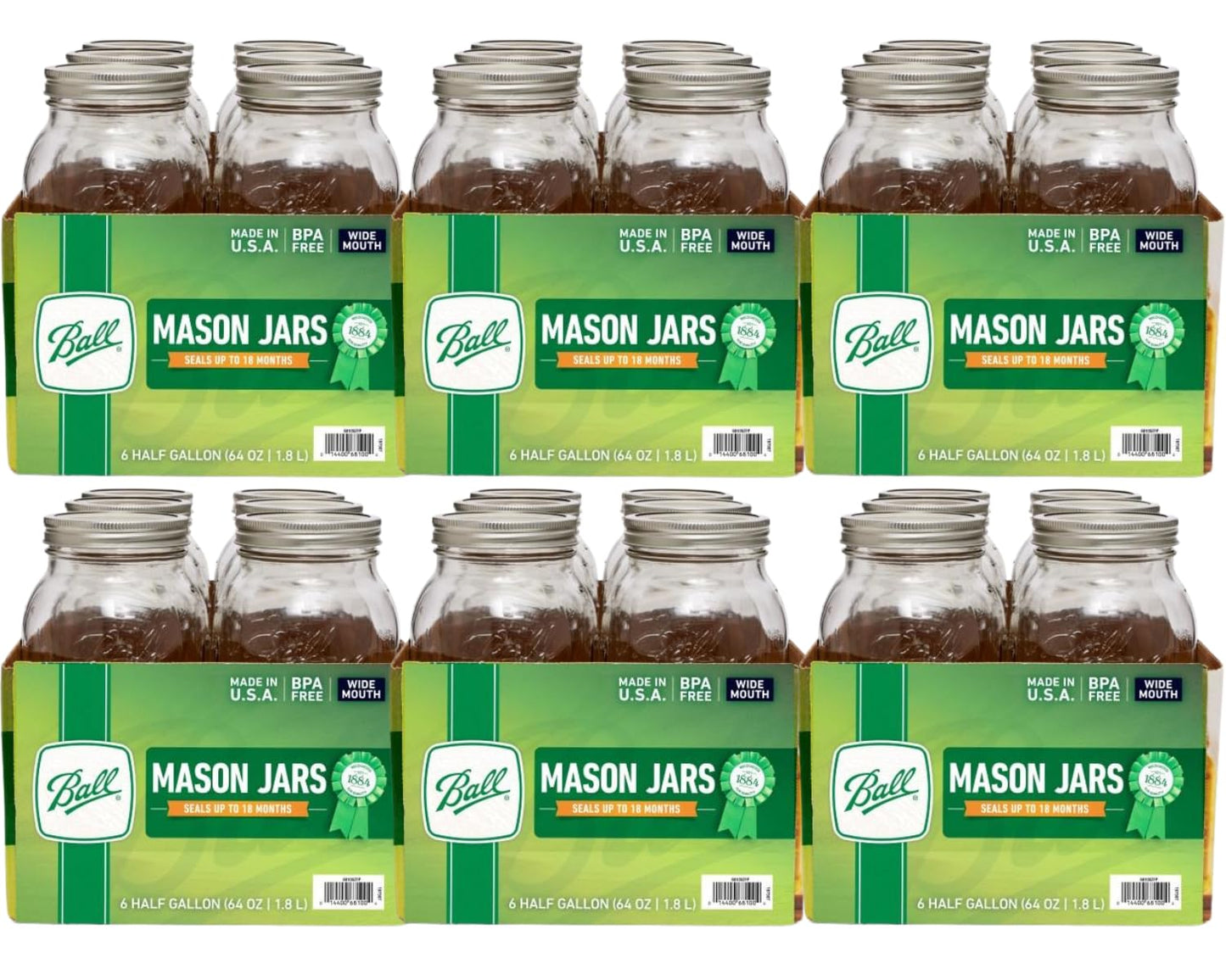 Ball Wide Mouth Pint 16-Ounce Glass Mason Jar with Lids and Bands, 12-Count