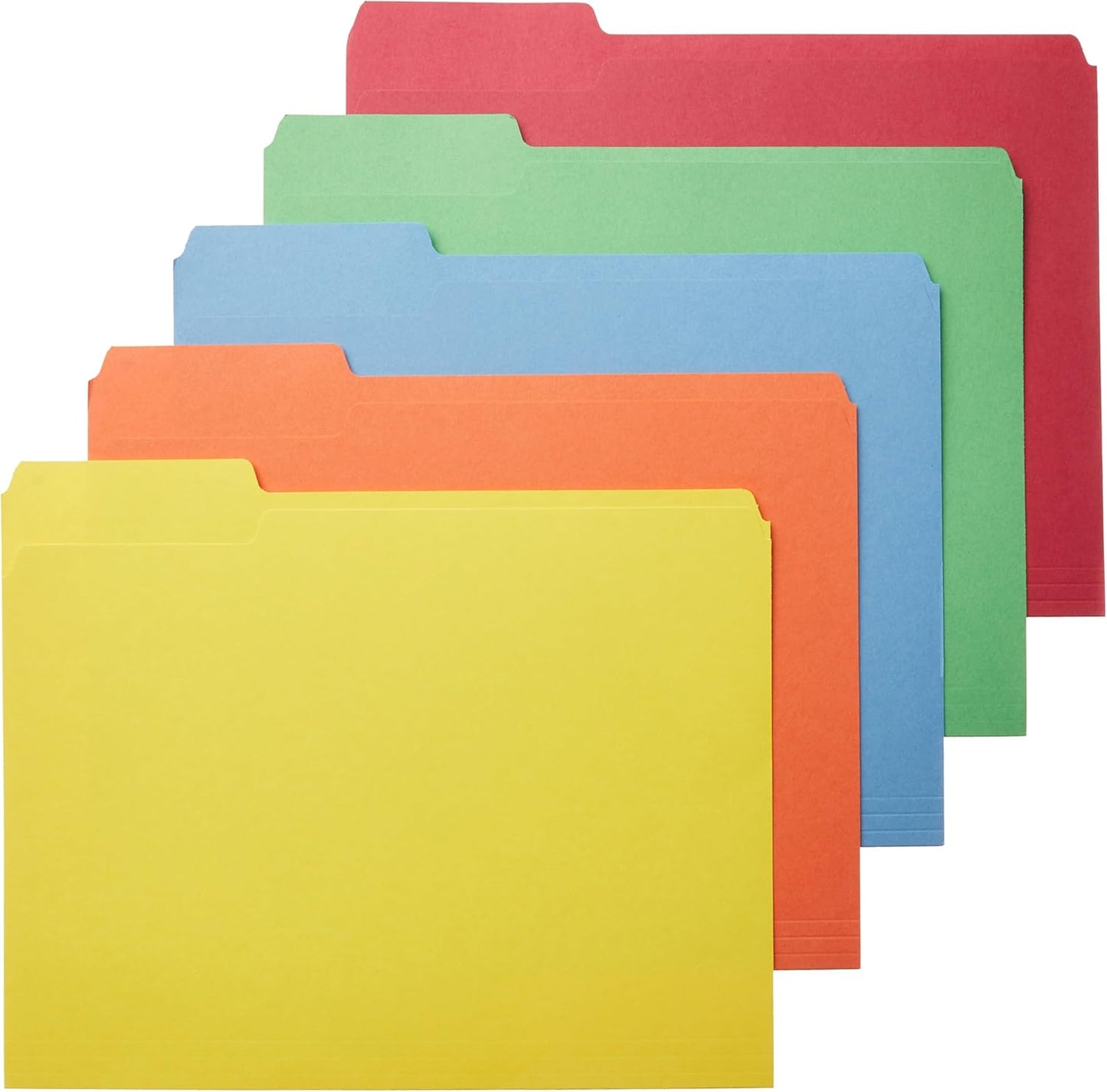 Amazon Basics Sturdy File Folders with Reinforced Tabs for Filing and Organization, 1/3-Cut Tab, Assorted Positions, Letter Size, 8.5x11 inches, Manila, 100-Pack