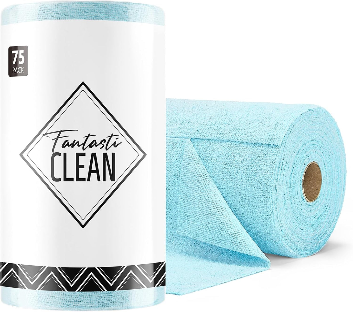 Fantasticlean Microfiber Cleaning Cloth Roll -75 Pack, Tear Away Microfiber Towels, 12" x 12", Reusable, Washable, Scratch Free, Ultra Absorbent Dishcloth for All-Around Cleaning Supplies (Pink)