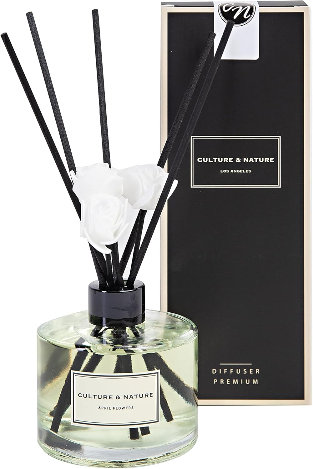 CULTURE & NATURE Reed Diffuser Set 6.7oz (200ml) Black Cherry Scented Diffuser with Sticks Home Fragrance Reed Diffuser for Bathroom Shelf Decor