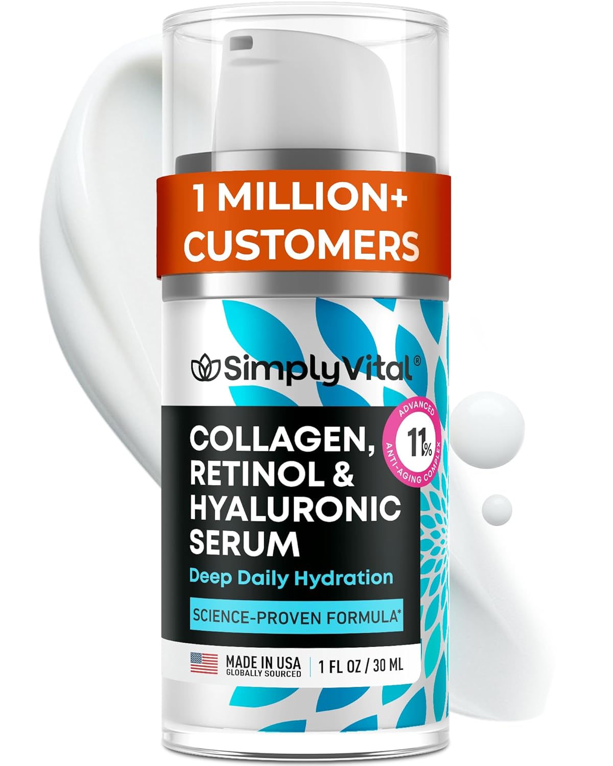 Anti-Aging Face Moisturizer with Retinol, Collagen & Hyaluronic Acid - Made in USA - Moisturizer Face Cream for Women & Men - Firming & Hydrating Neck Cream - Day & Night Skin Care - 1.7 fl oz