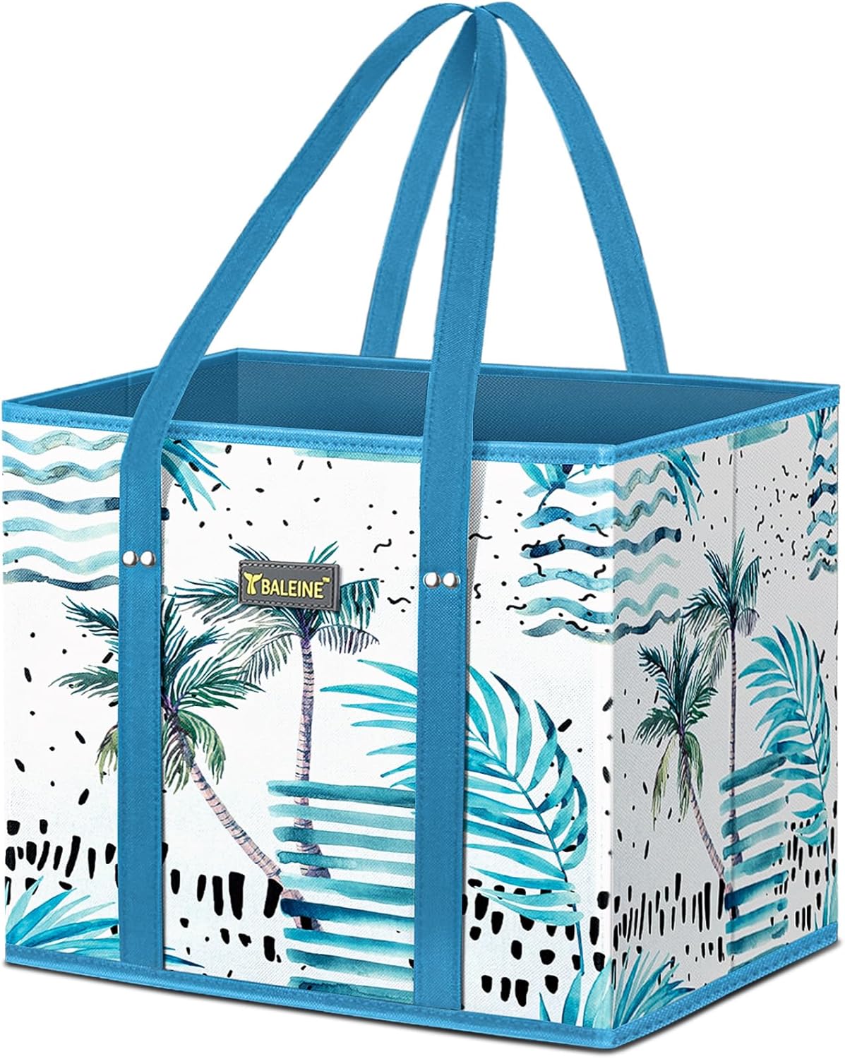 BALEINE 3Pk Reusable Grocery Bags, Foldable Shopping Bags for Groceries with Reinforced Bottom & Handles (Blossom Season)
