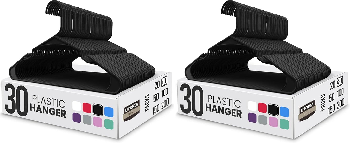 Utopia Home - Plastic Hangers 50 Pack - Space Saving Clothes Hanger - Durable and Strong Closet Organizers and Storage Makes It Ideal Stocking Stuffers or Apartment or Dorm Room Essentials (White)