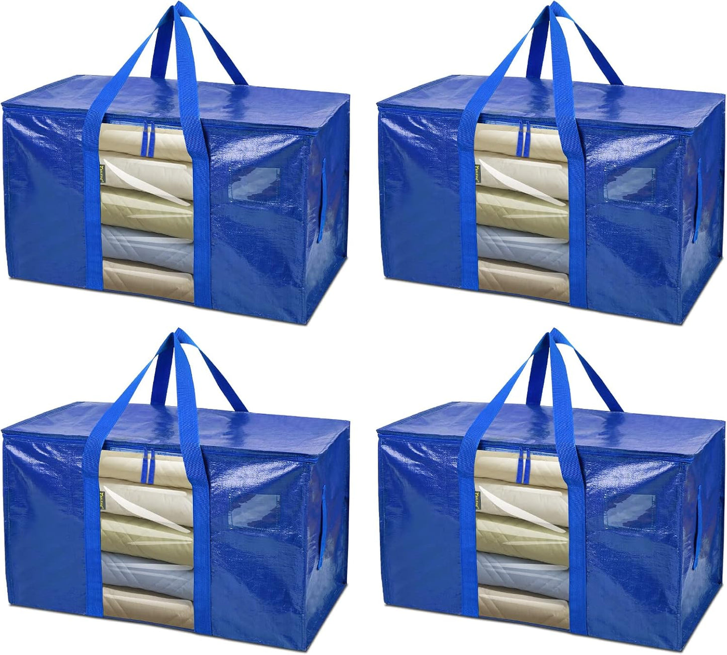 BALEINE 6-Pack Oversized Moving Bags with Reinforced Handles, Heavy-Duty Storage Tote for Clothes, Moving Supplies (Clear, 6-Pack)