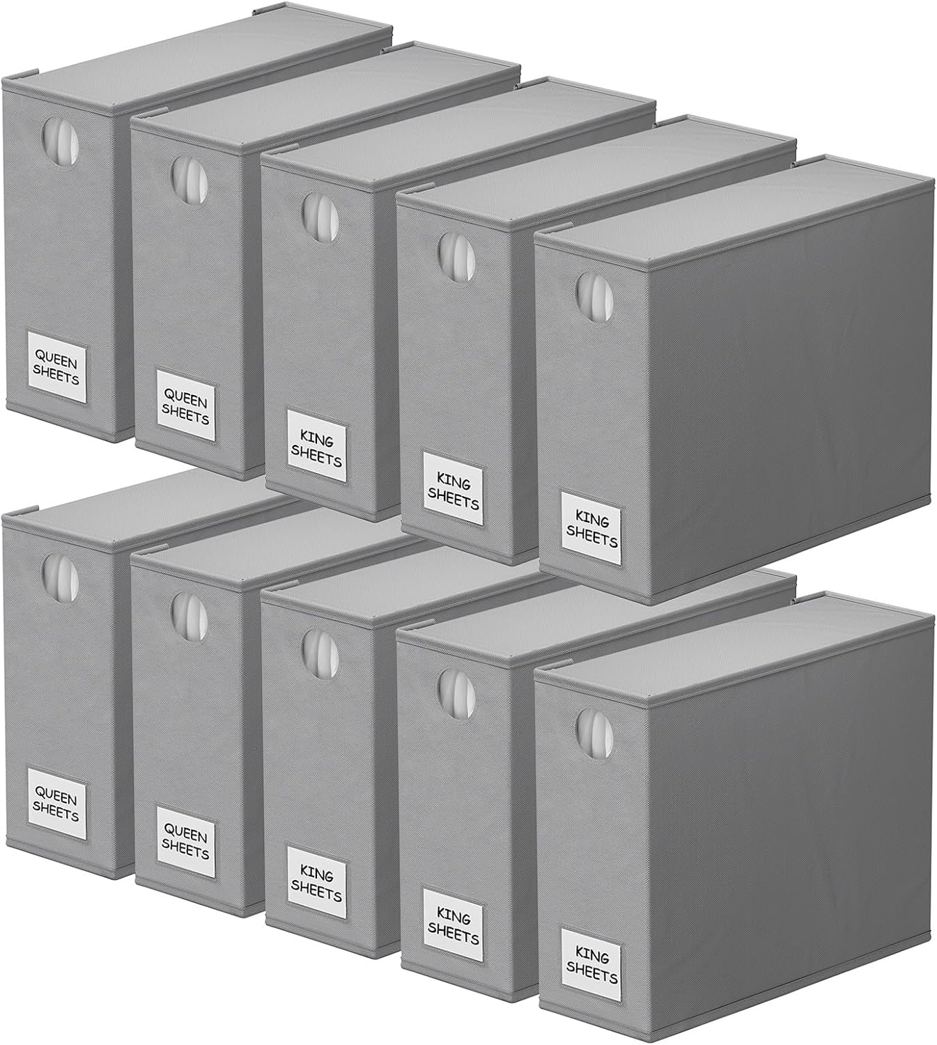 SpaceAid 4 Pack Bed Sheet Organizers and Storage, Foldable Organizer for Linen Closet, Sheets Set Folder Keeper with Window XL (Queen & King Size) Organizing Bedding Container, Gray 91ZDSN-SL01-G4