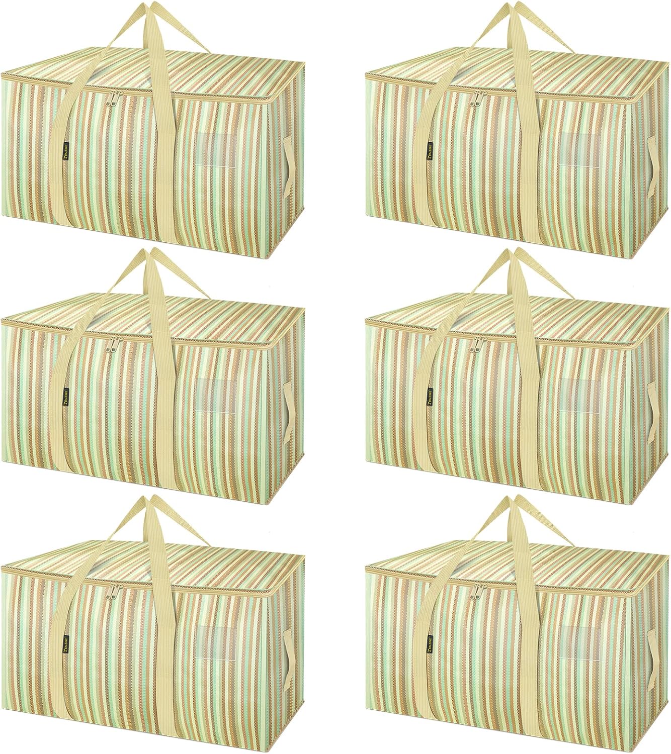 BALEINE 6-Pack Oversized Moving Bags with Reinforced Handles, Heavy-Duty Storage Tote for Clothes, Moving Supplies (Clear, 6-Pack)