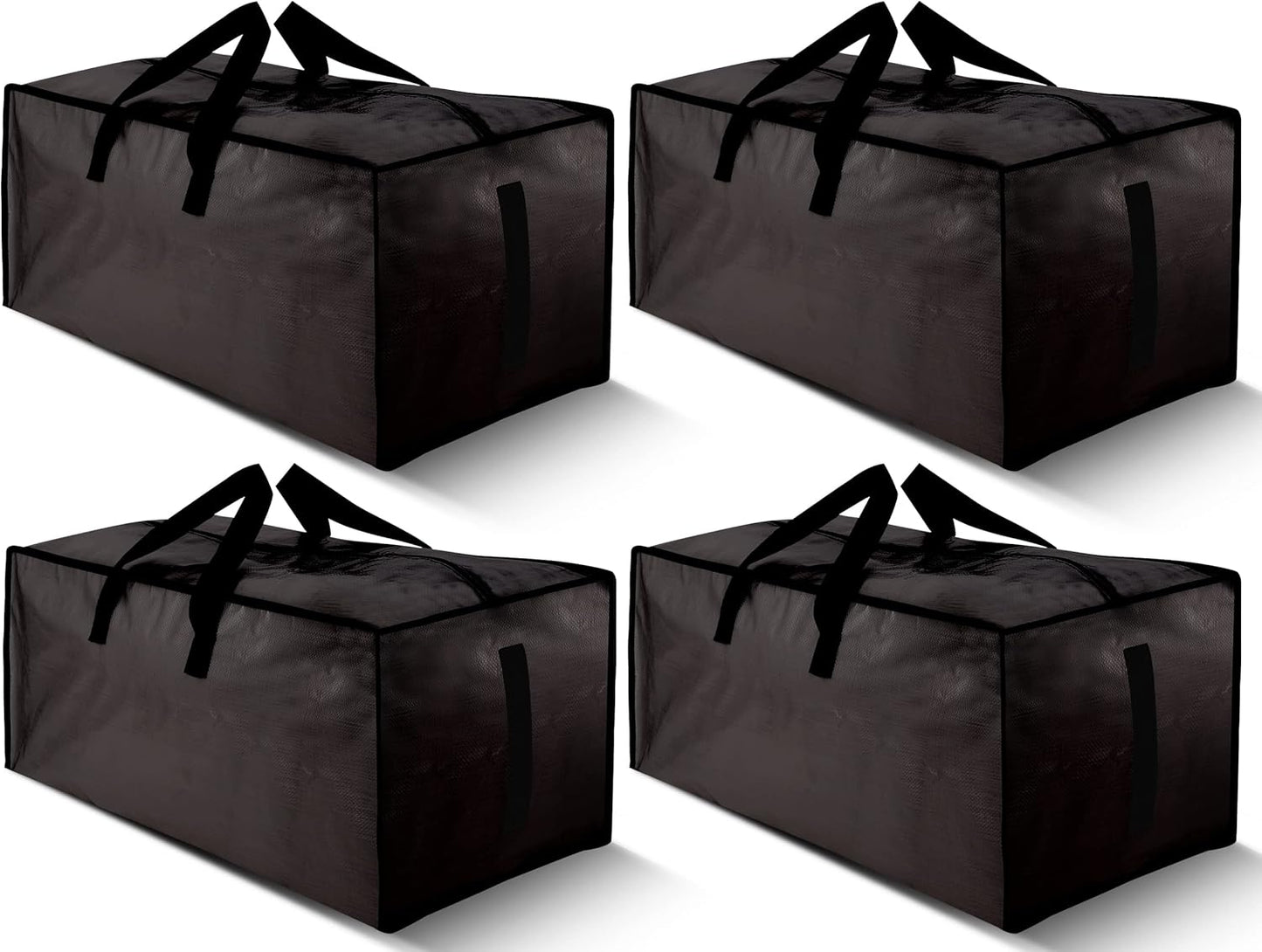 8 Pack Large Strong Moving Bags with Zippers & Carrying Handles - Water-Resistant - Heavy Duty Storage Tote for Space Saving, Fold Flat, Alternative to Moving Box (Semi-Transparent)