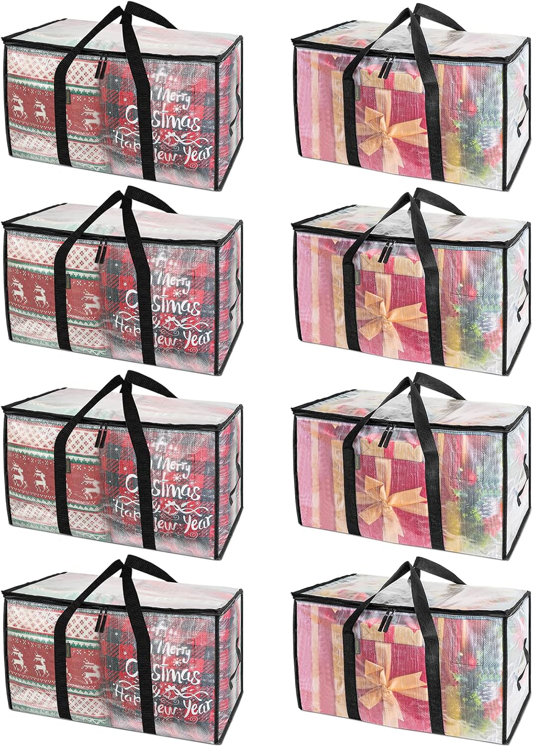 BALEINE 6-Pack Oversized Moving Bags with Reinforced Handles, Heavy-Duty Storage Tote for Clothes, Moving Supplies (Clear, 6-Pack)