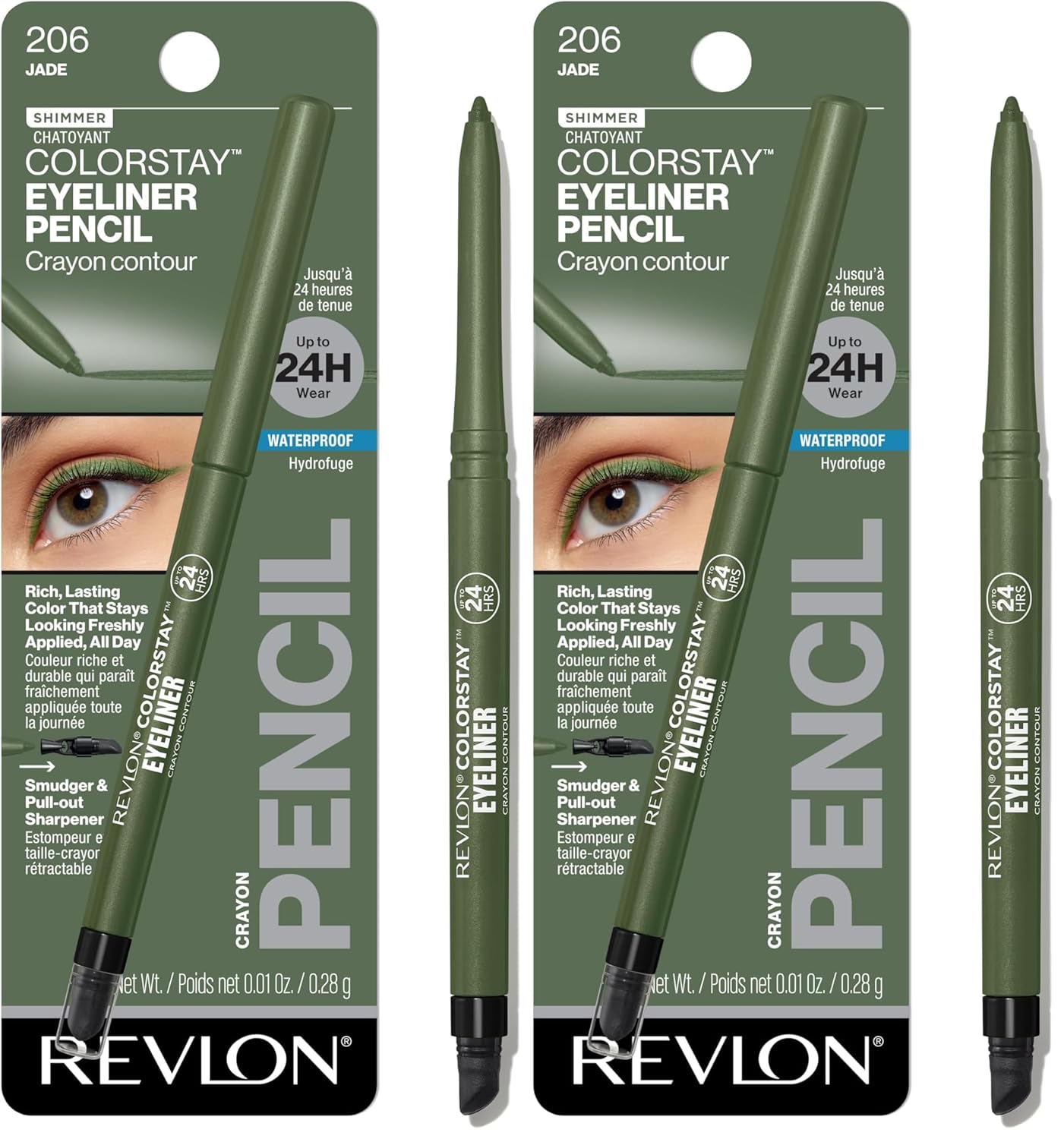 Revlon ColorStay Pencil Waterproof Eyeliner, Smudge-Proof, Eye Makeup with Built-In Sharpener, 201 Black, 2 pack