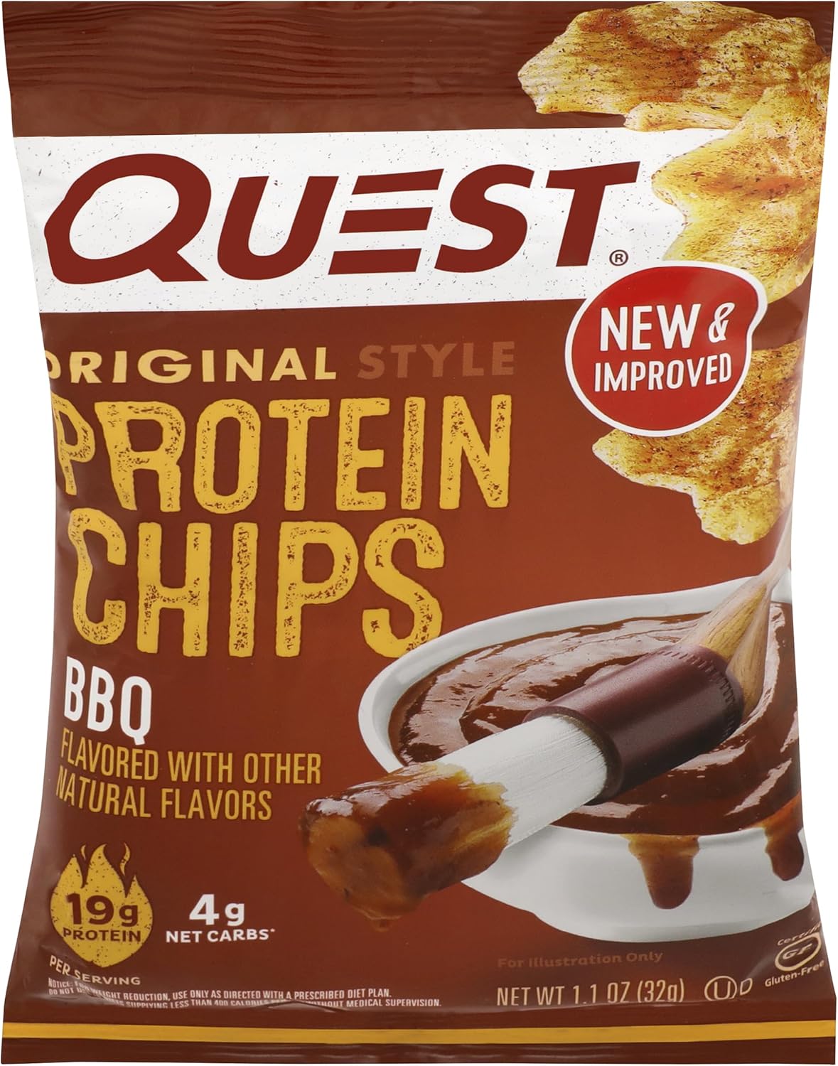 Quest Nutrition Nacho Cheese Tortilla Style Protein Chips, 18g Protein, 4g Net Carb, Low Carb, Gluten Free, 1.1 oz (Pack of 12)