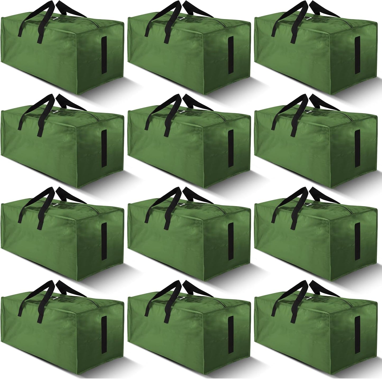 8 Pack Large Strong Moving Bags with Zippers & Carrying Handles - Water-Resistant - Heavy Duty Storage Tote for Space Saving, Fold Flat, Alternative to Moving Box (Semi-Transparent)