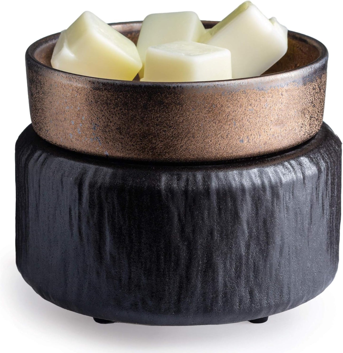 Candle Warmers ETC 2-in-1 Candle and Fragrance Warmer for Warming Scented Candles or Wax Melts and Tarts with to Freshen Room, Pewter Walnut